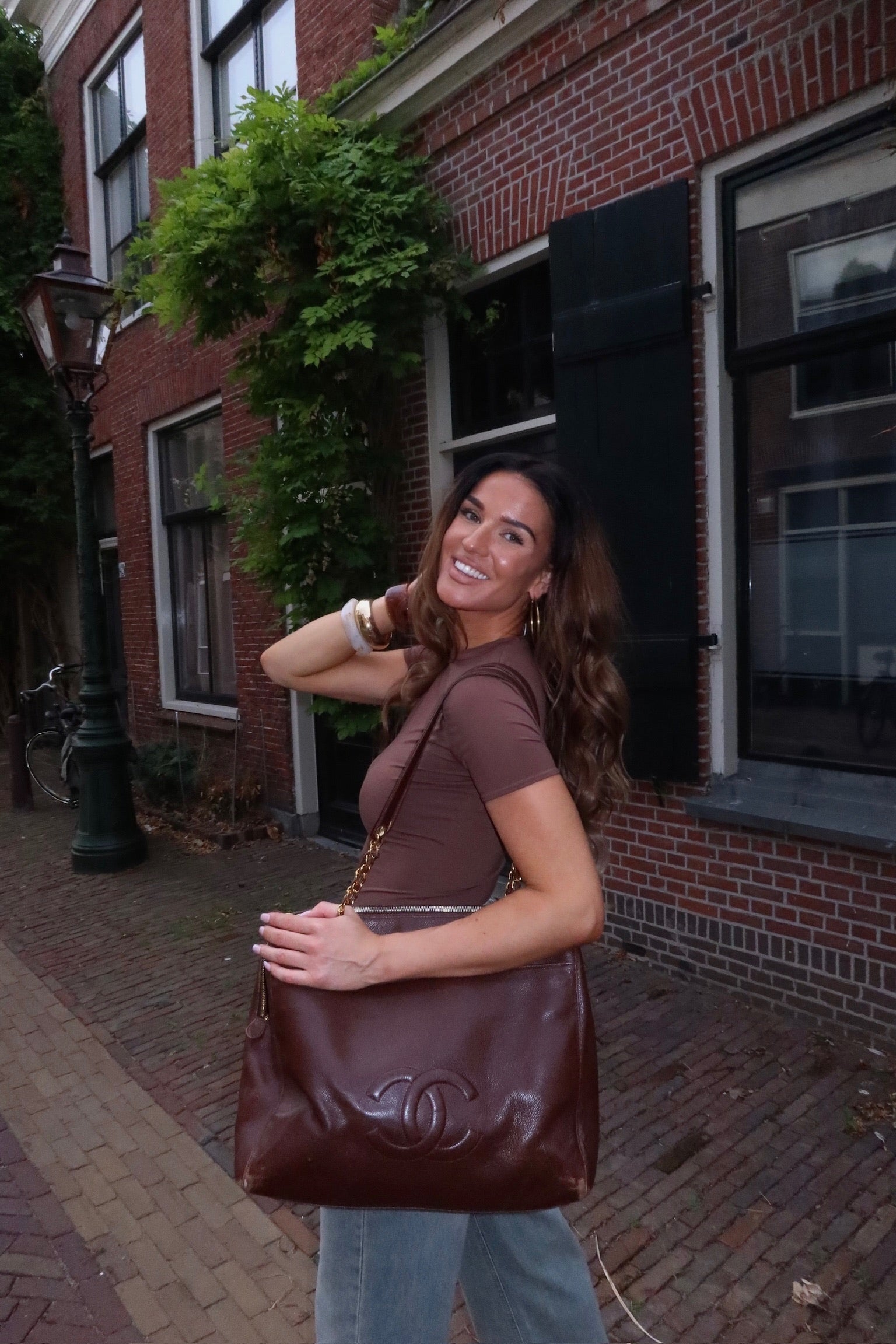 Short sleeve collar body choco brown women