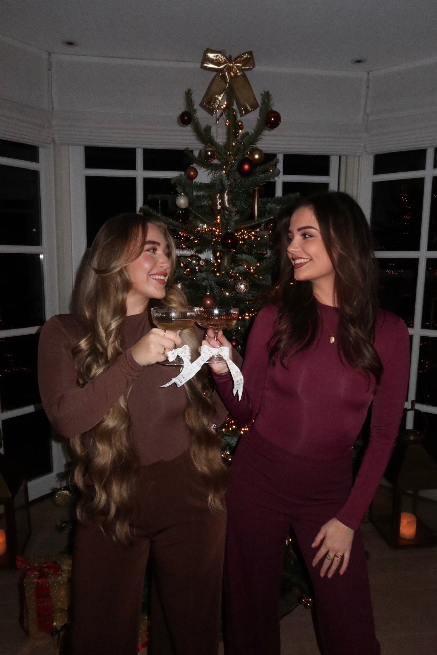 Crepe wide leg pants burgundy women