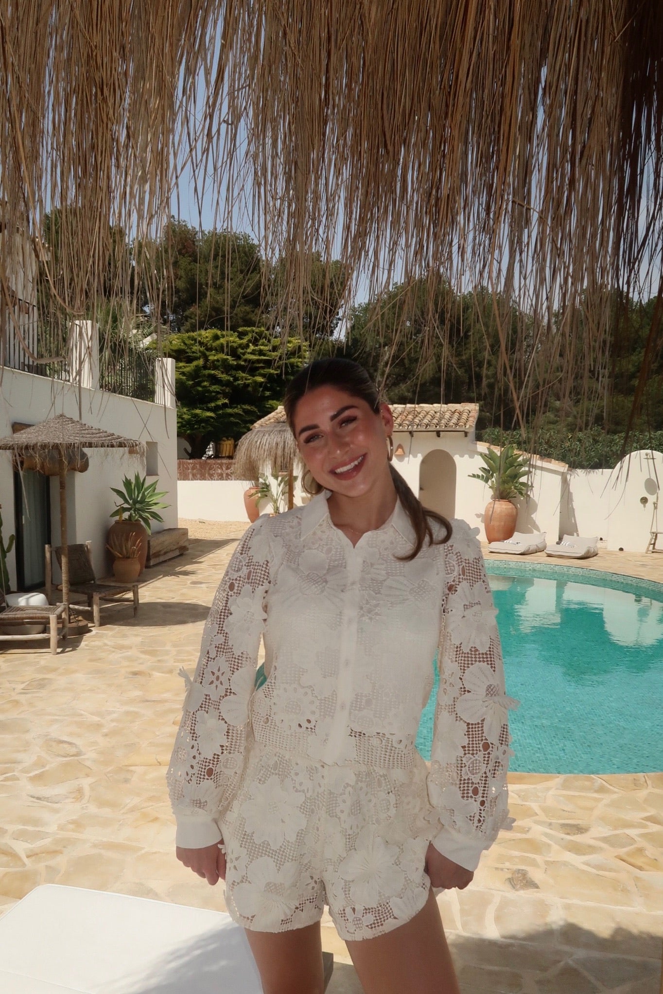 Beige crochet co-ord set women