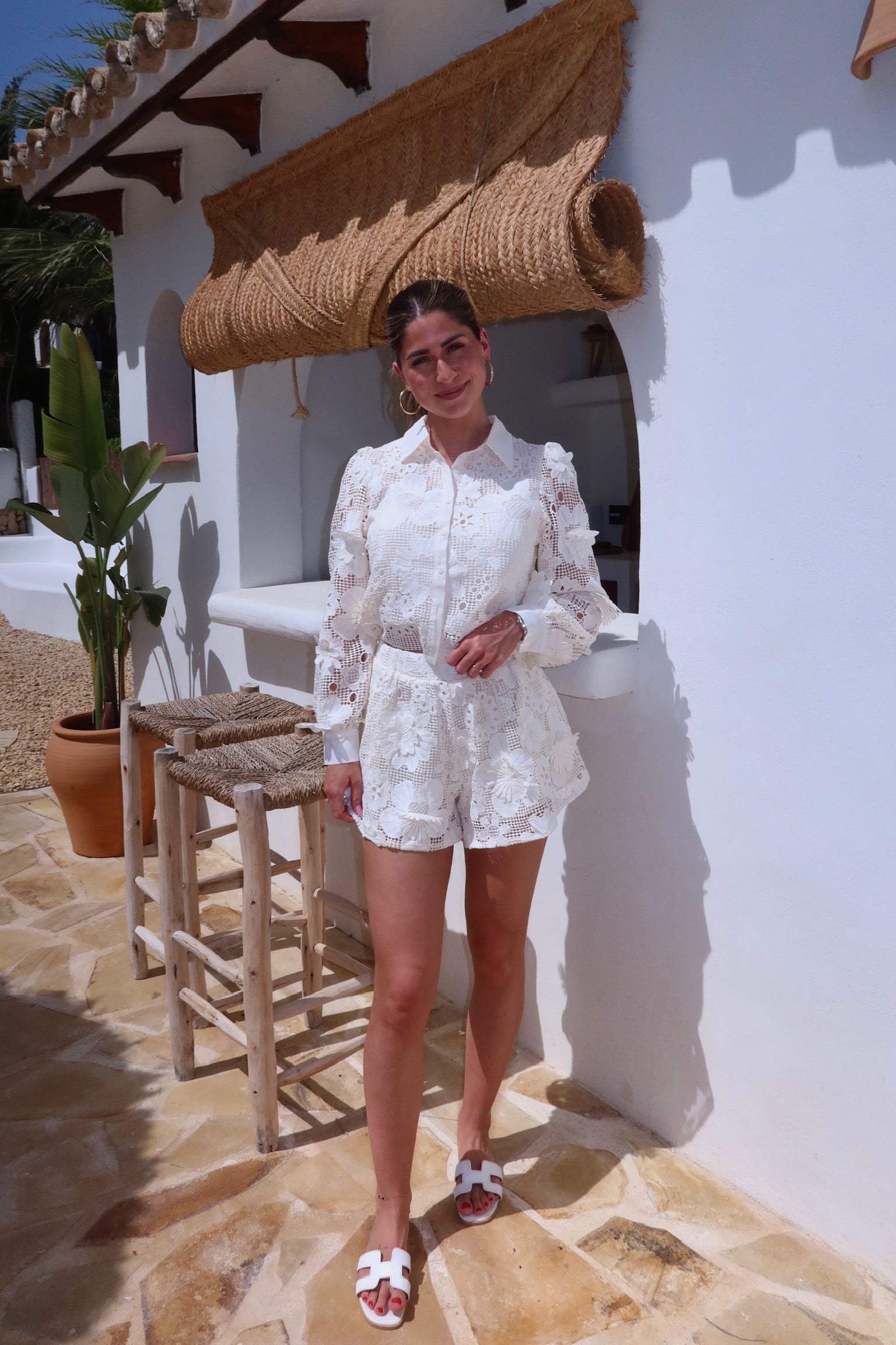 Beige crochet co-ord set women