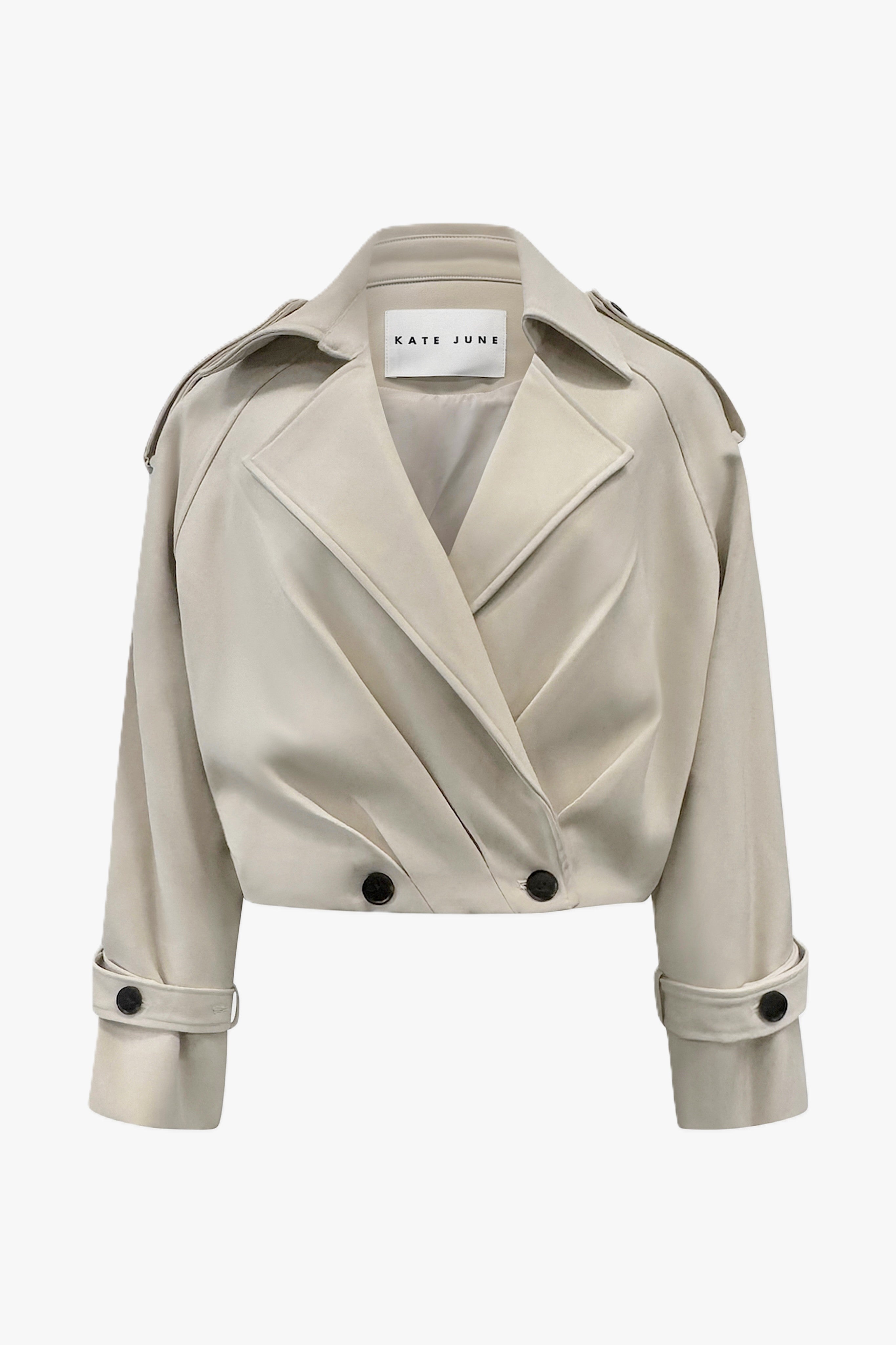 Classic cropped jacket beige women