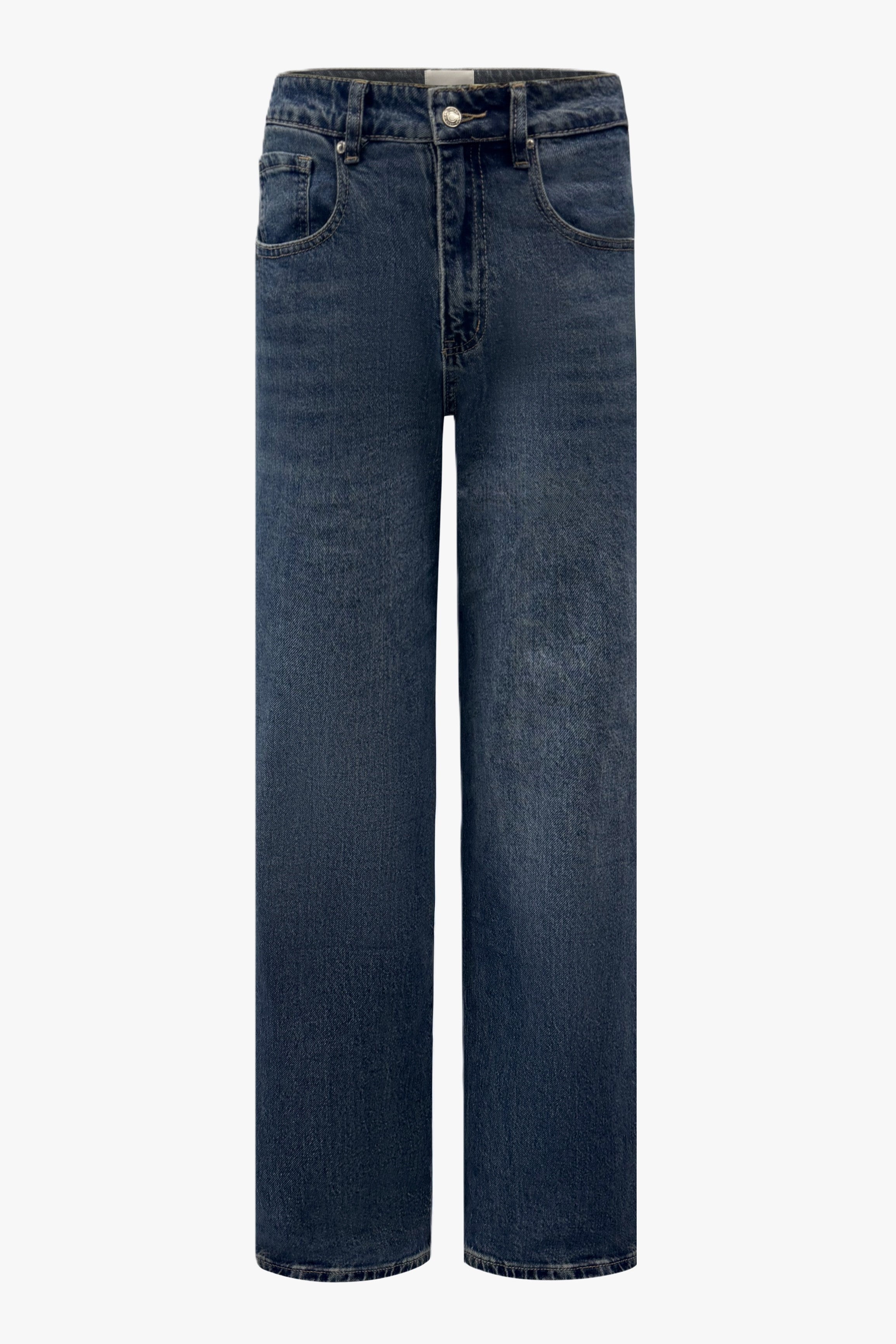 Dark washed straight leg jeans women