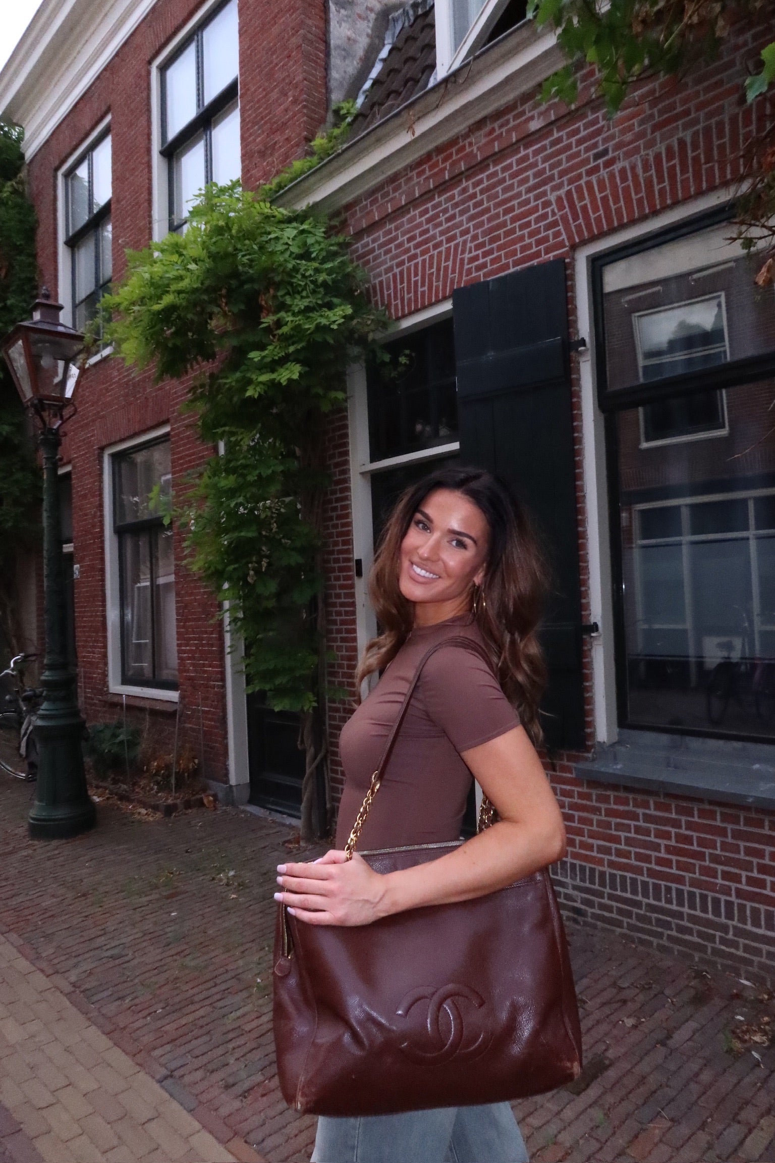 Short sleeve collar body choco brown women