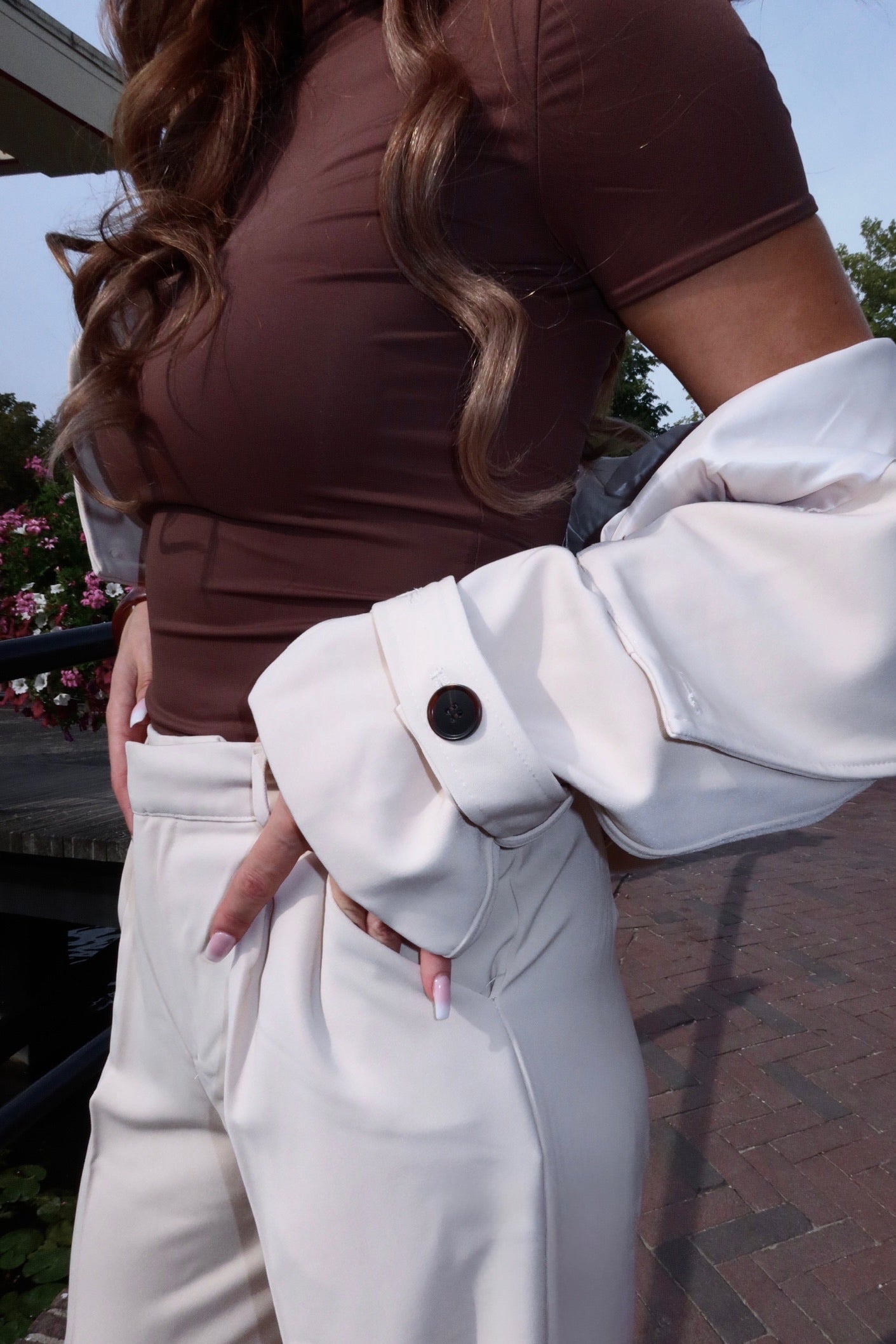 Short sleeve collar body choco brown women