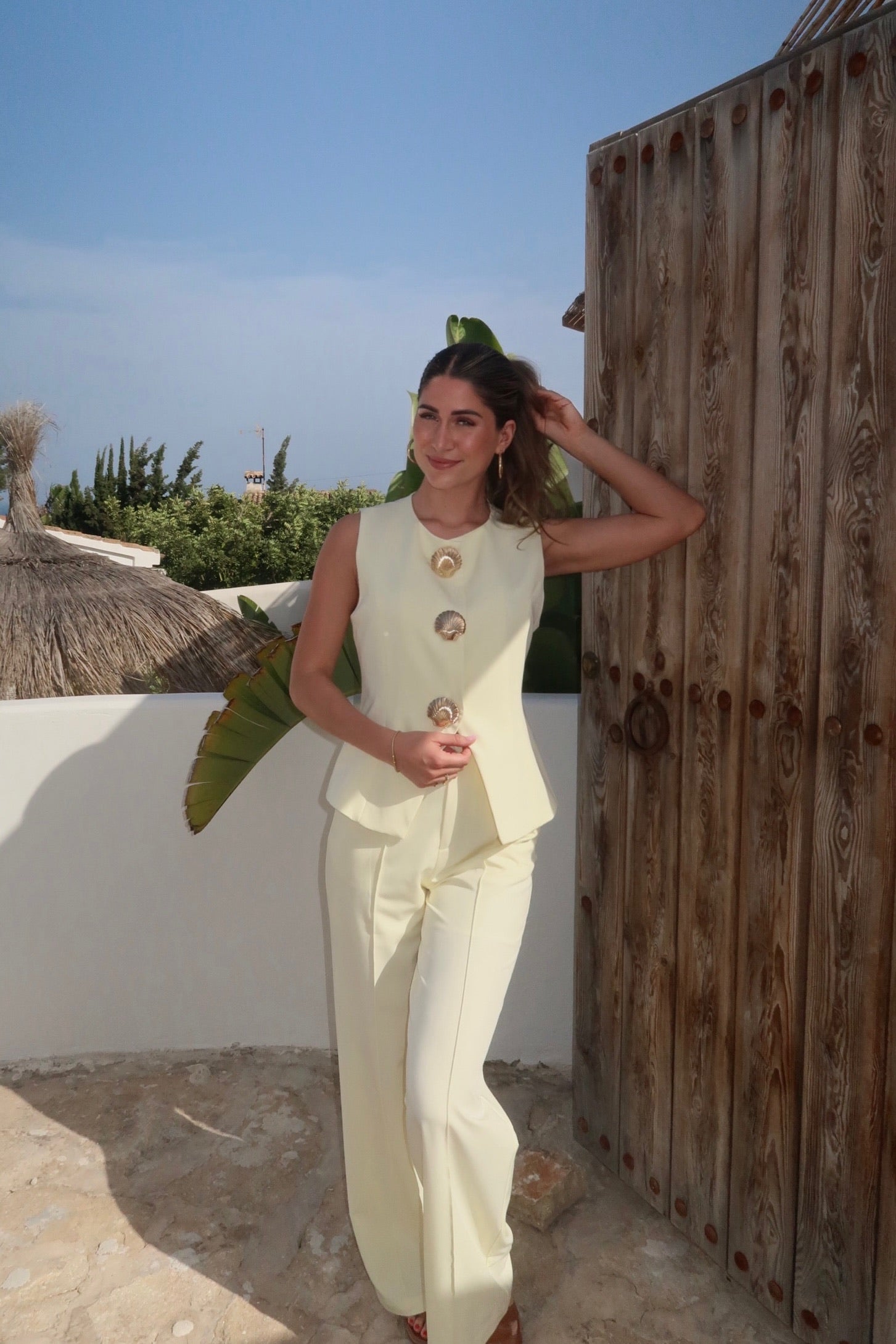 Summer co-ord set light yellow women