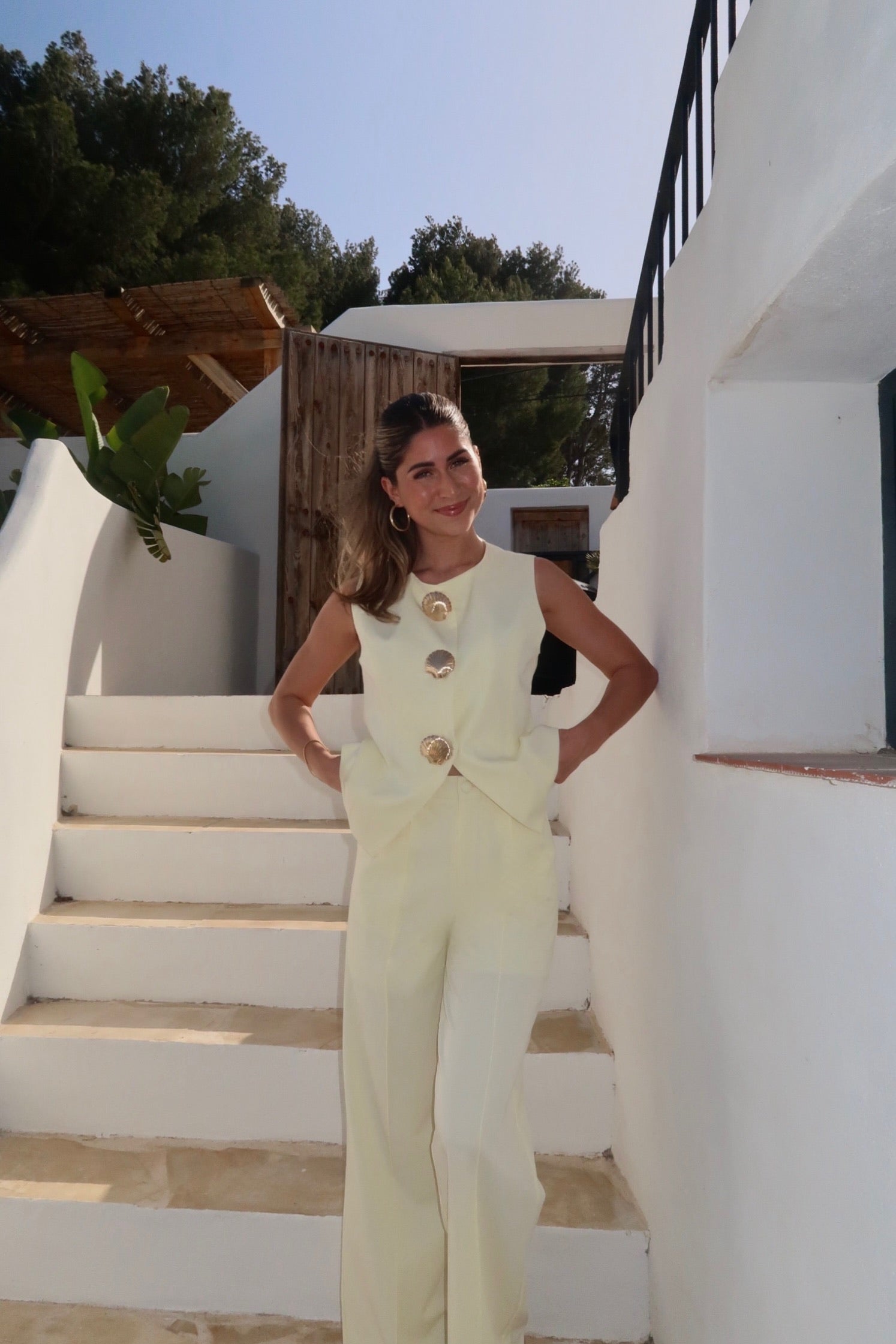 Summer co-ord set light yellow women