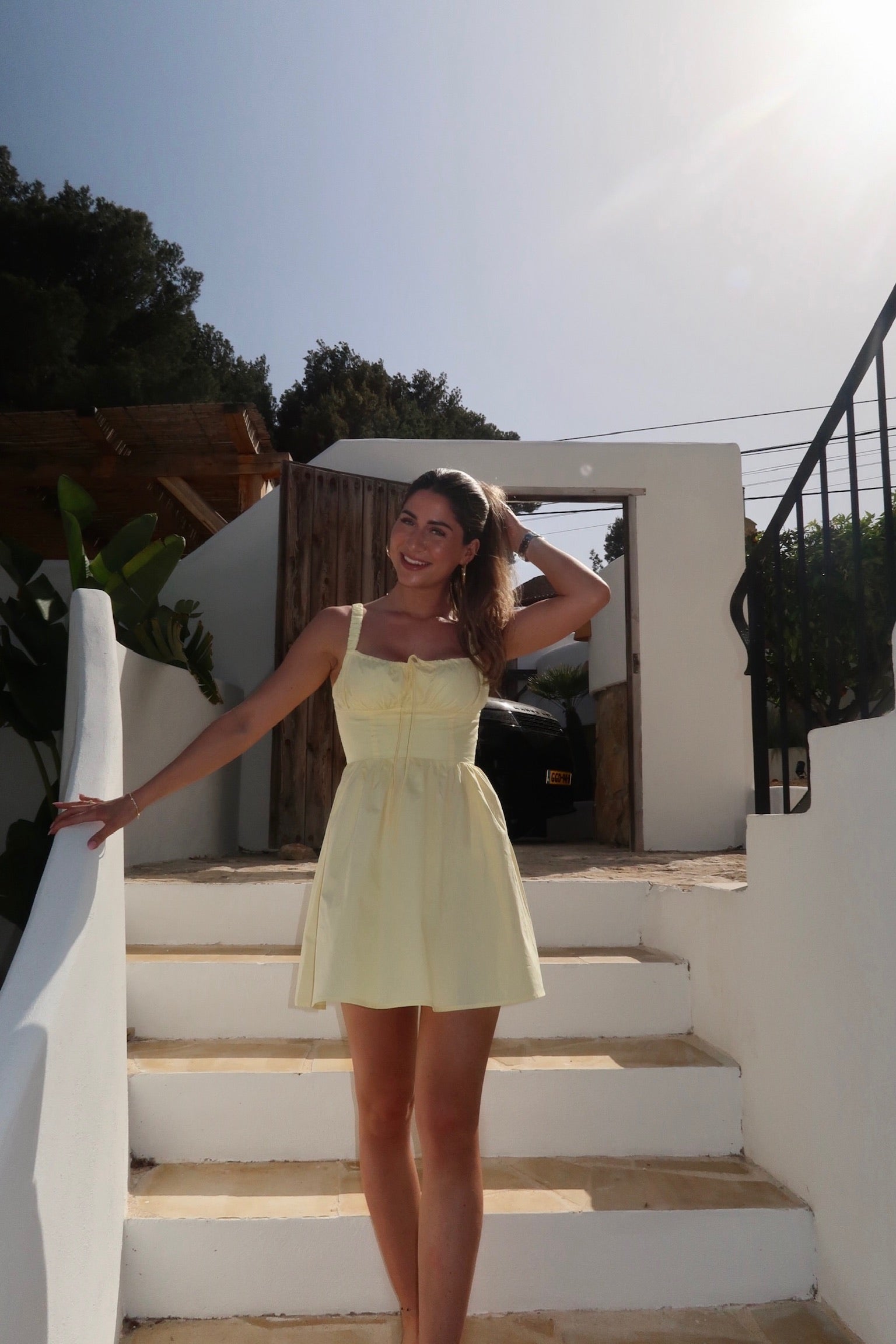 Summer dress light yellow women