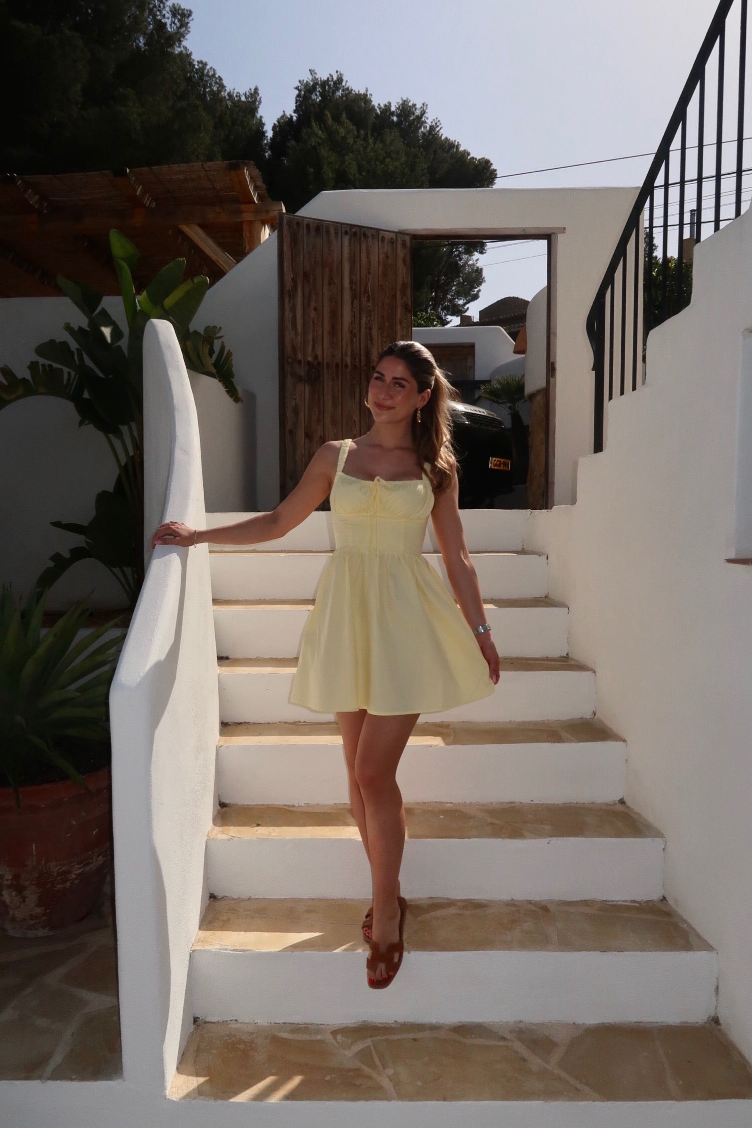 Summer dress light yellow women