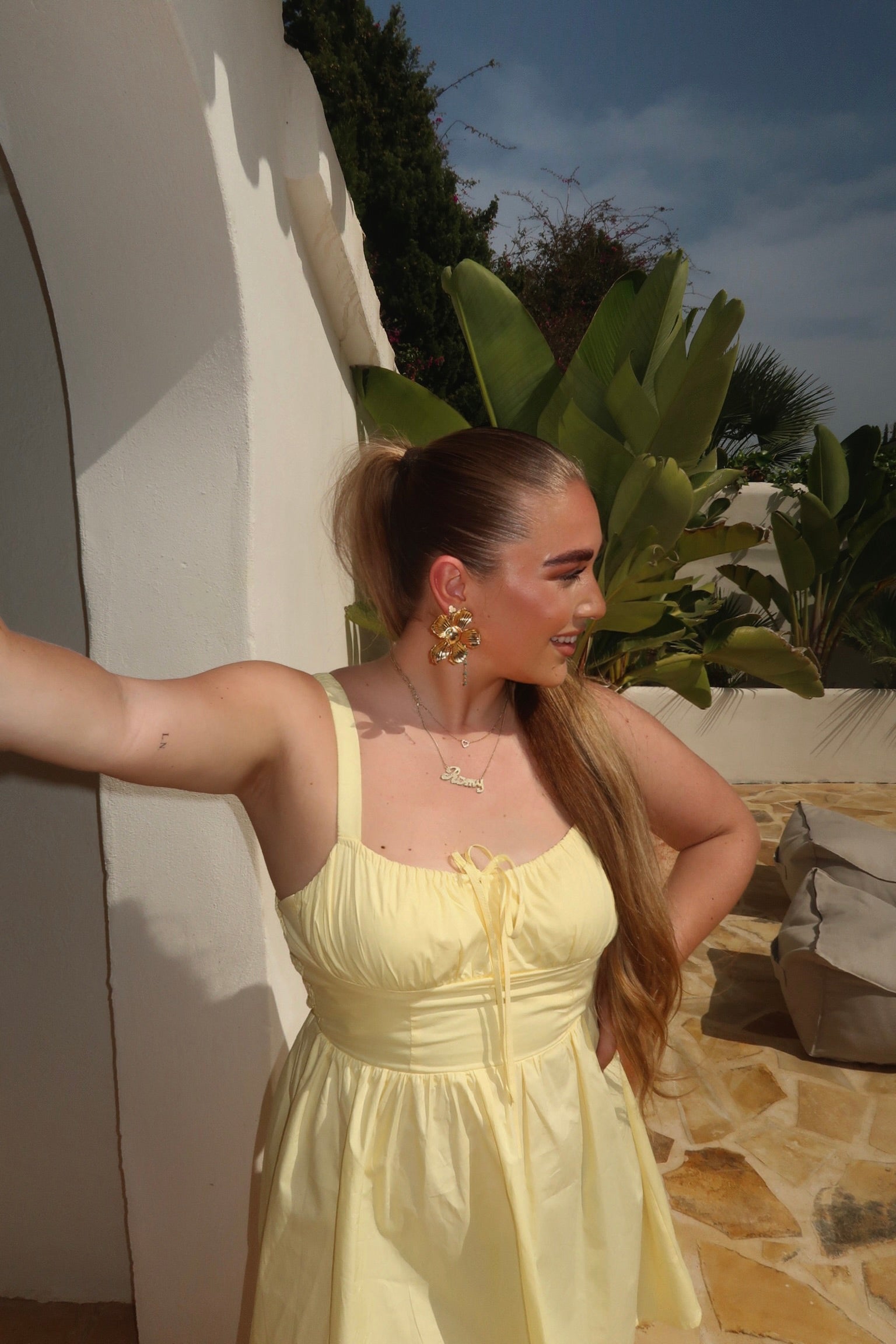 Summer dress light yellow women