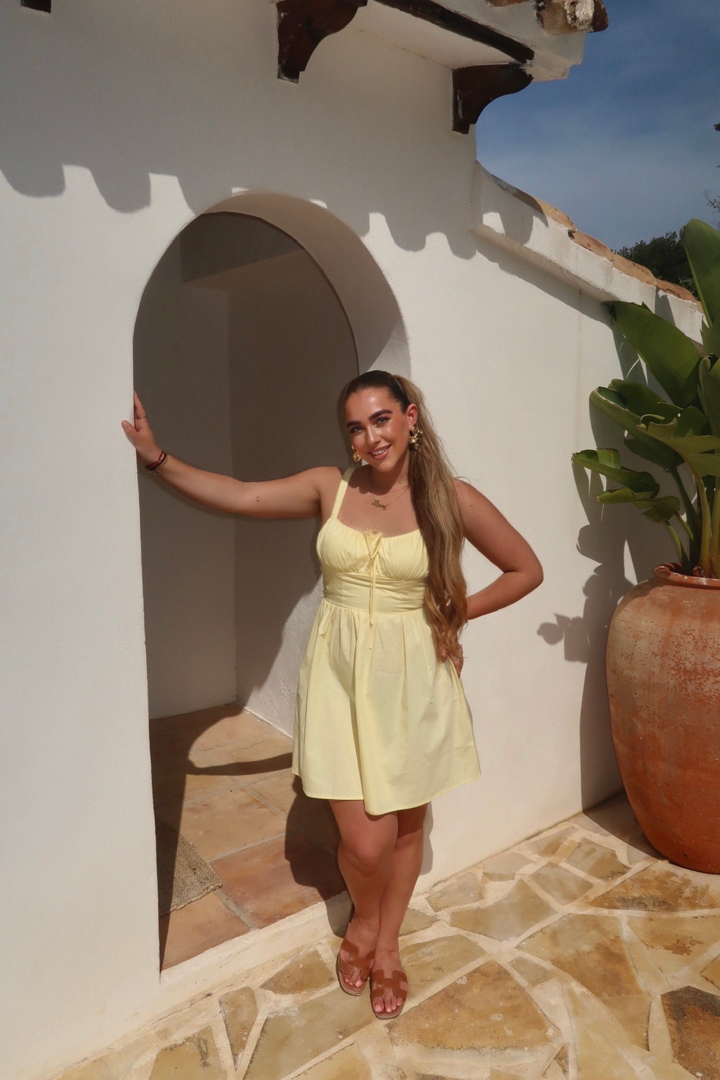 Summer dress light yellow women