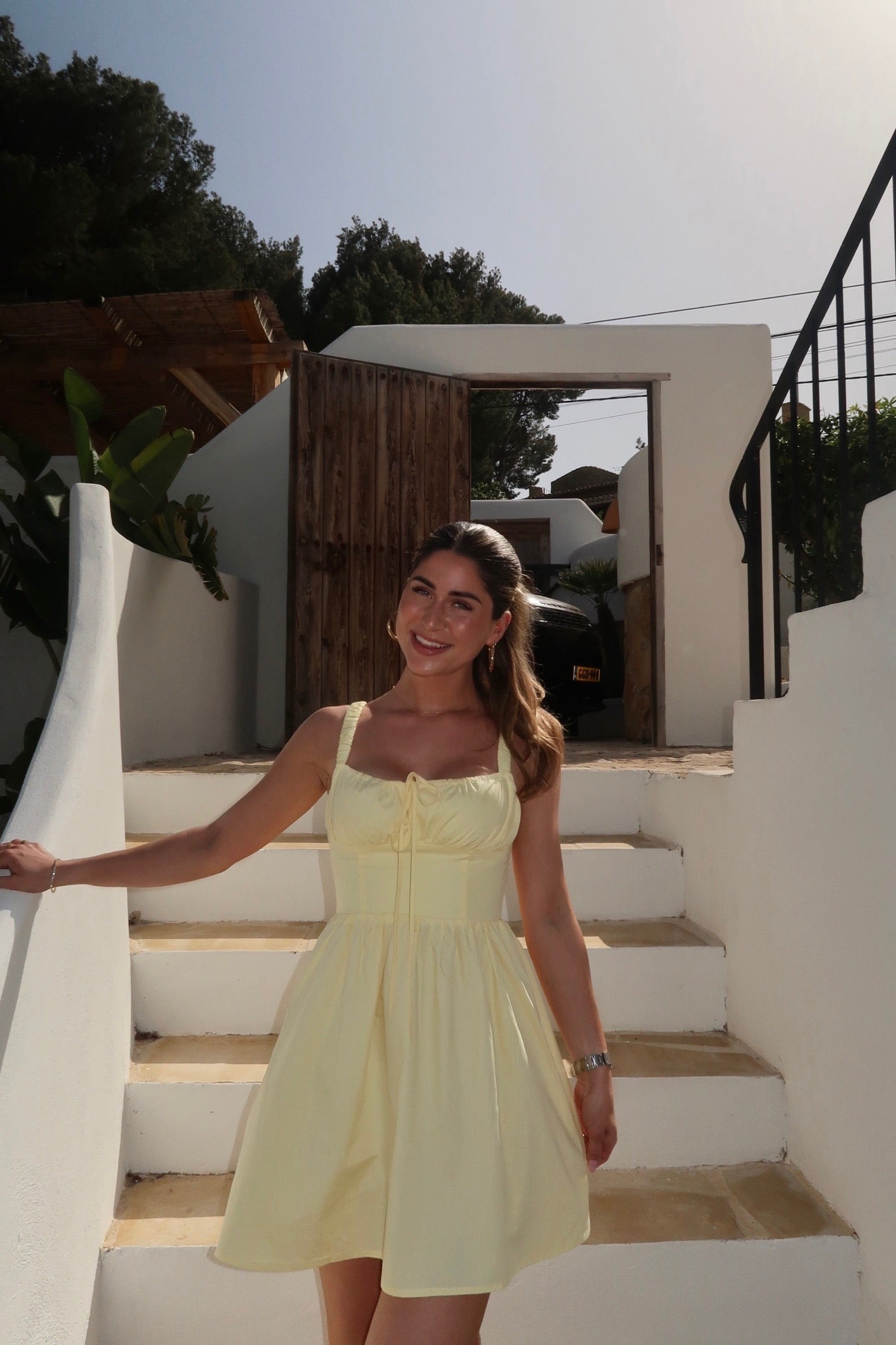 Summer dress light yellow women