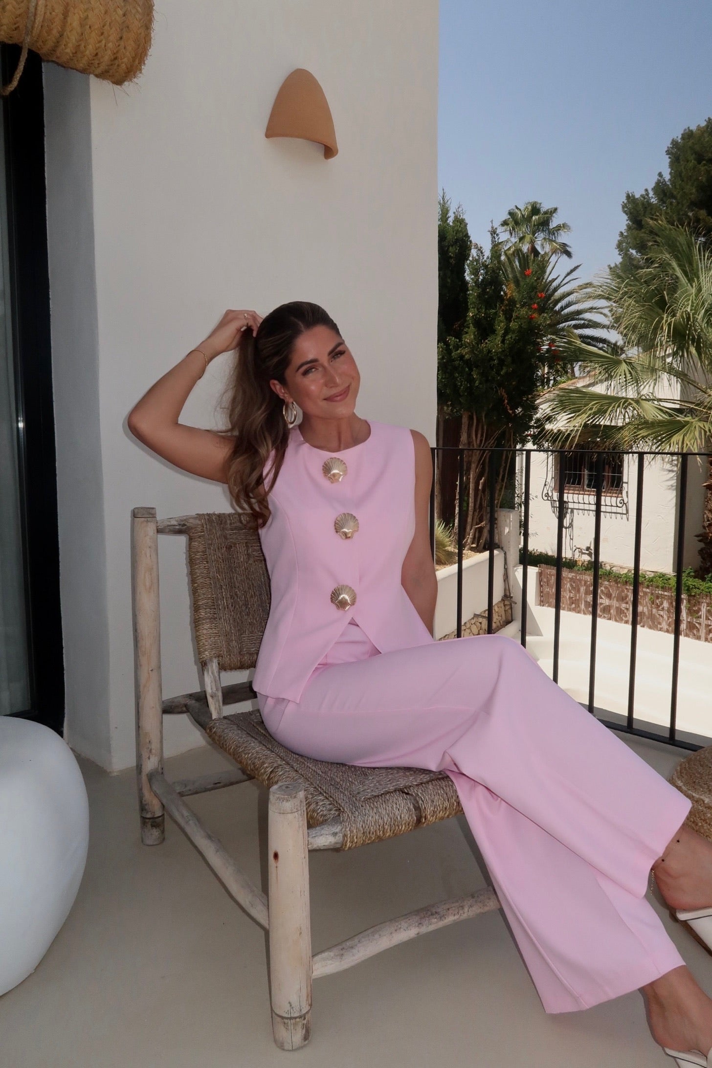 Summer pants light pink women