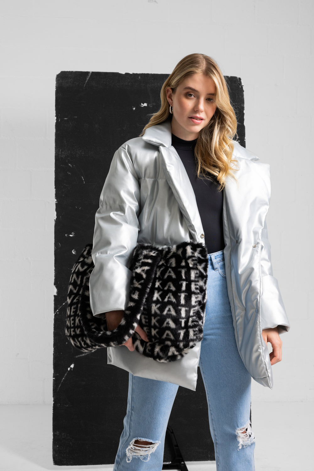 PU winter coat metallic women