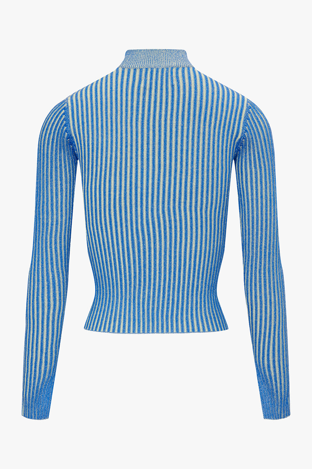 Blue knitted pullover with contrast yarn women