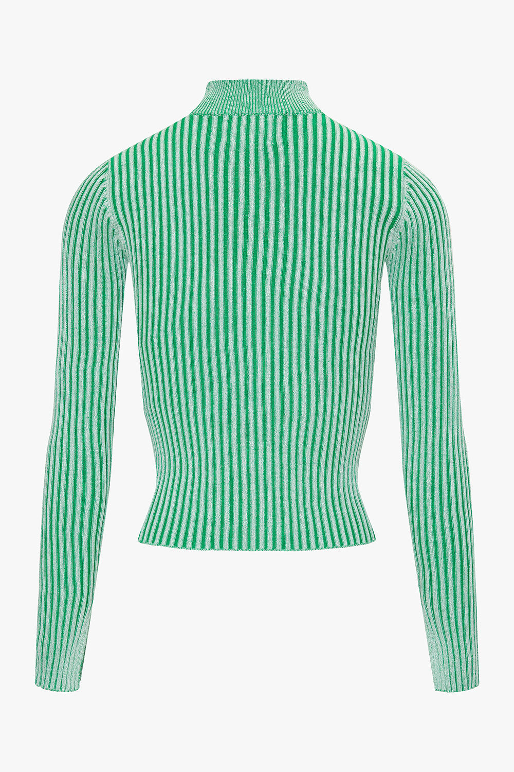 Green knitted pullover with contrast yarn women