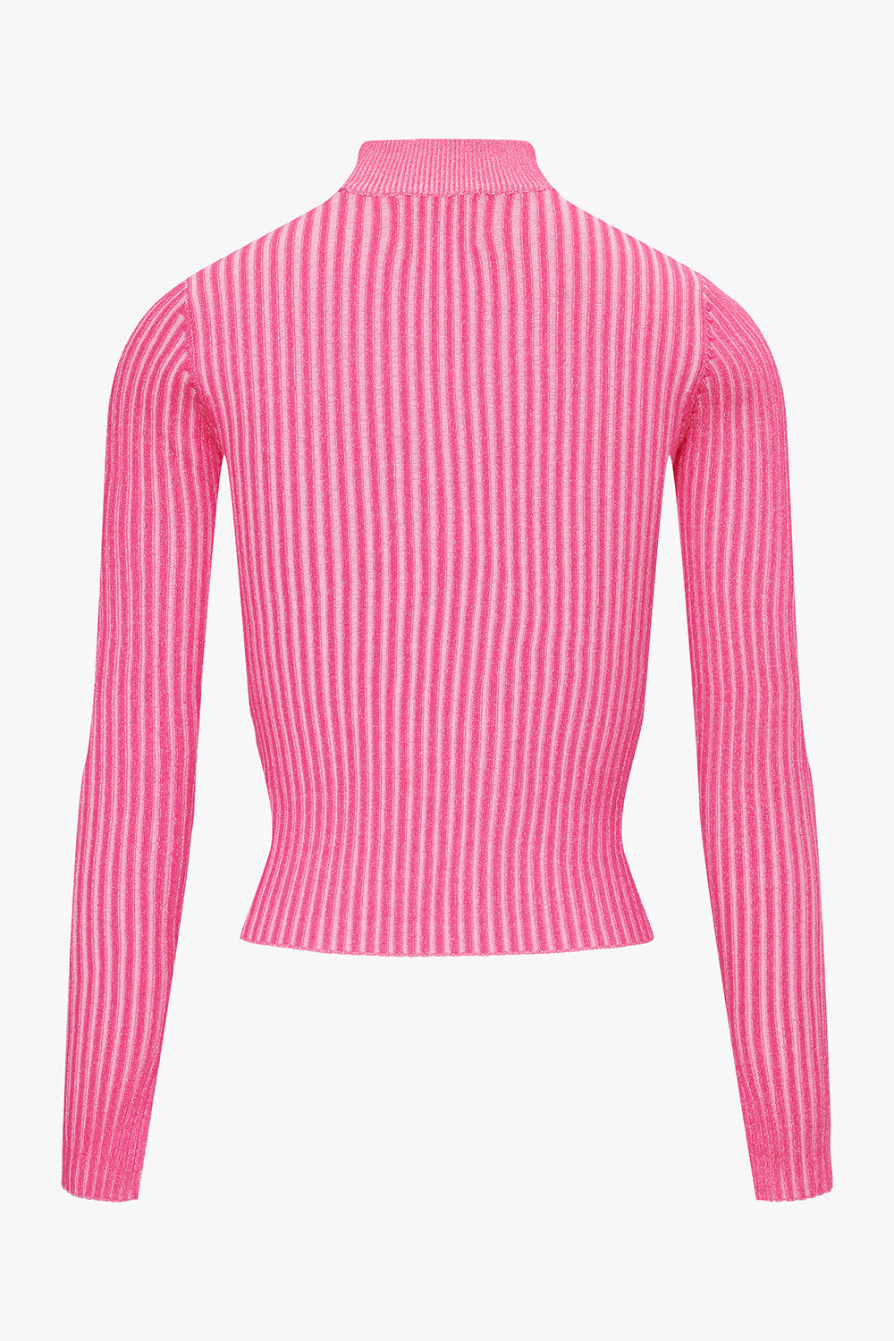 Pink knitted pullover with contrast yarn women