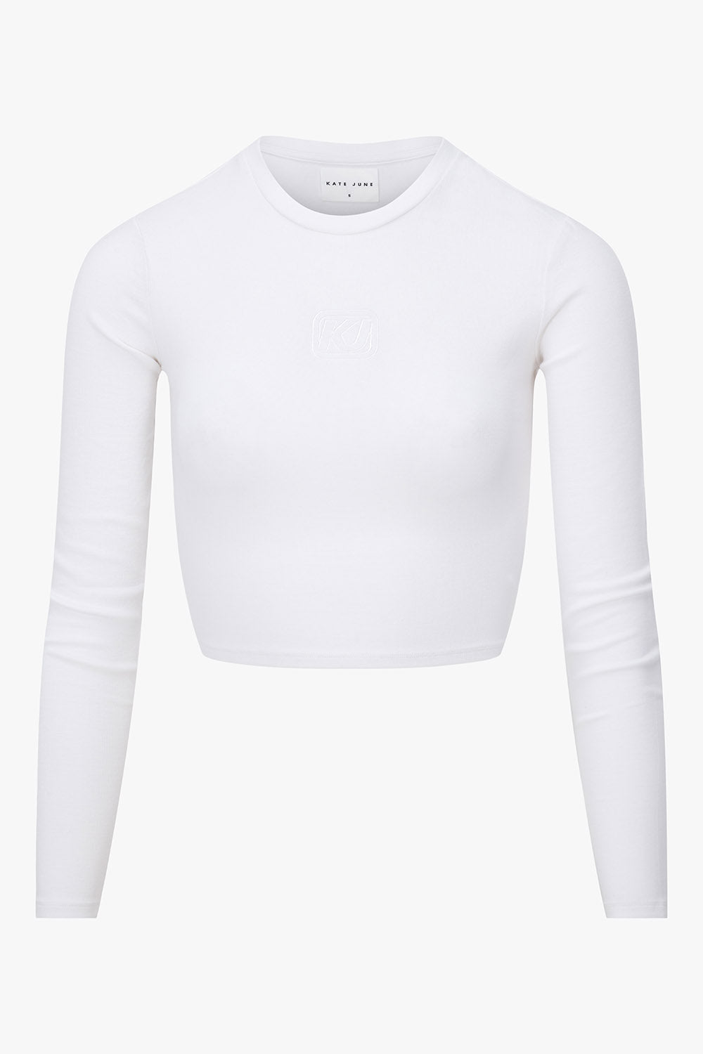 THE CROPPED EMBRO TEE OFF - WHITE women — KATE JUNE