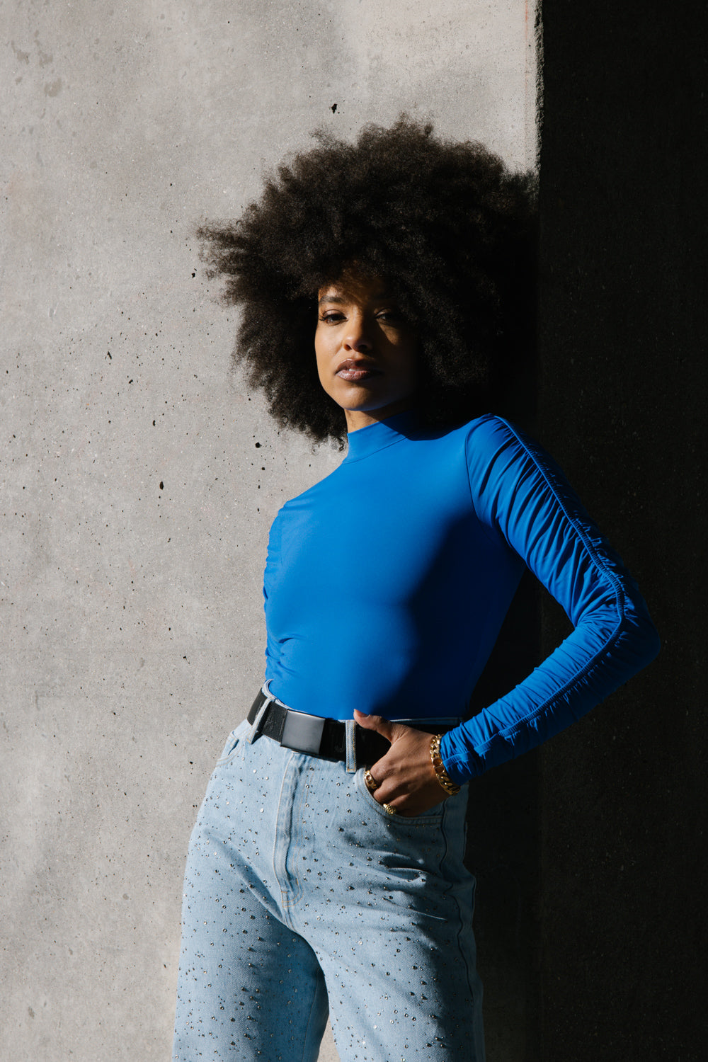 Gathered longsleeve body cobalt women