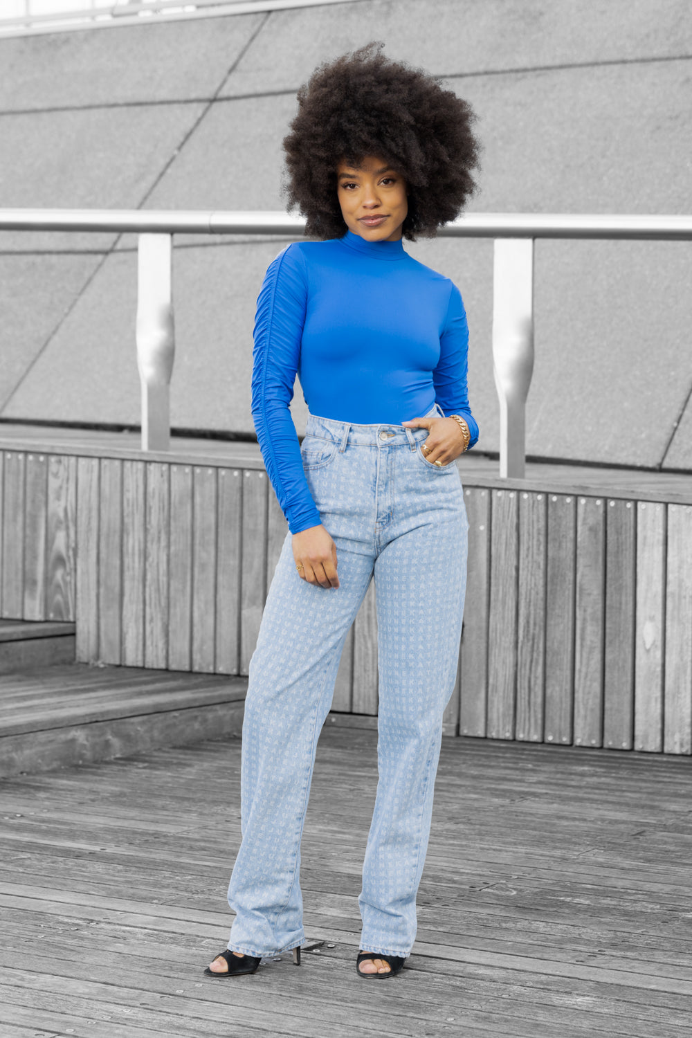 Gathered longsleeve body cobalt women