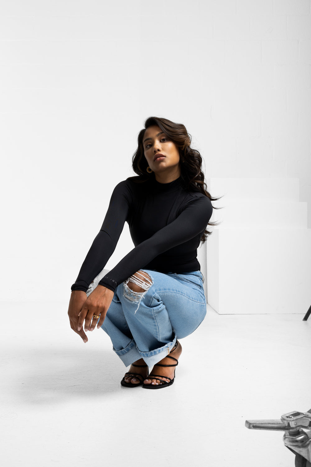 Mock neck body black women