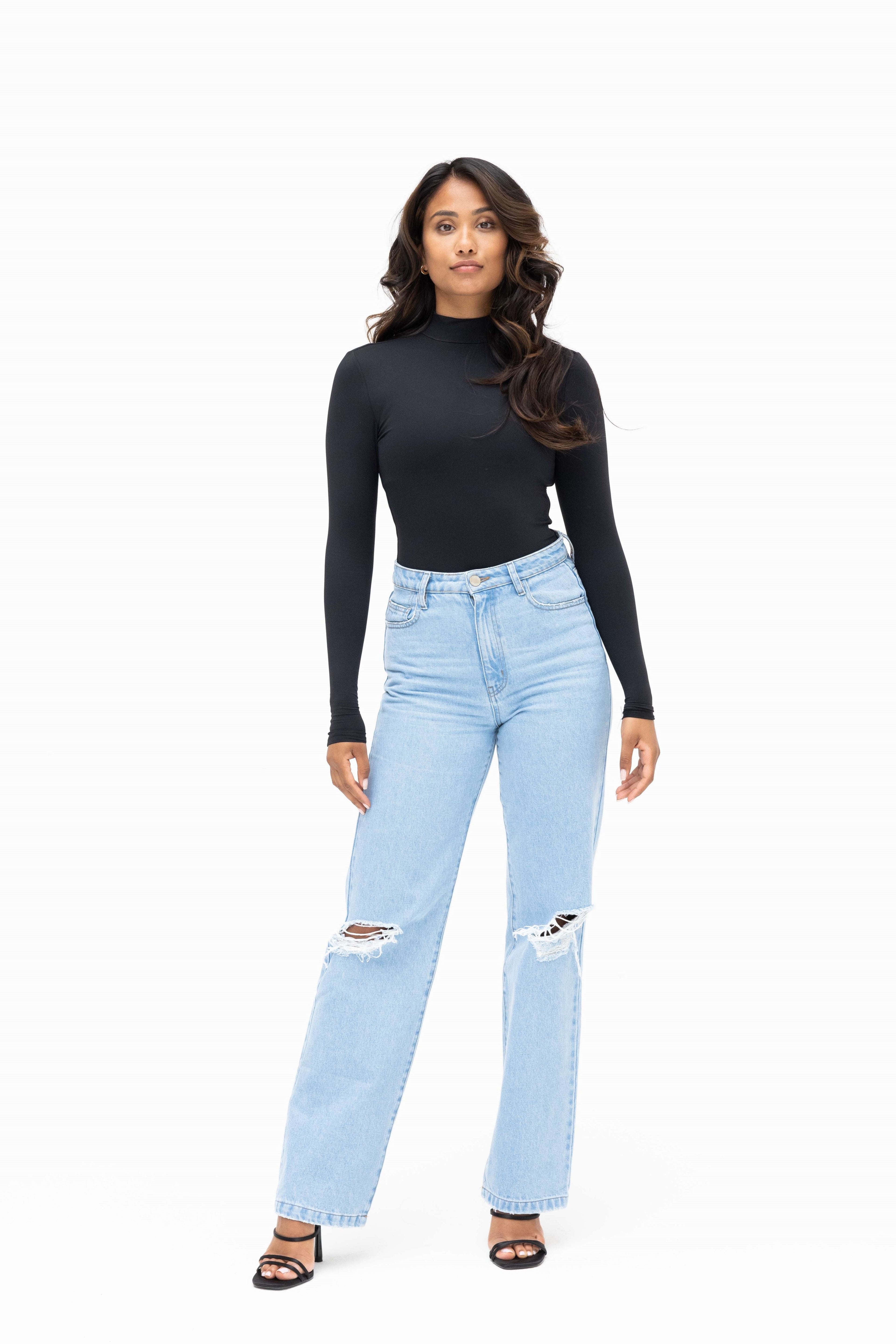 Mock neck body black women