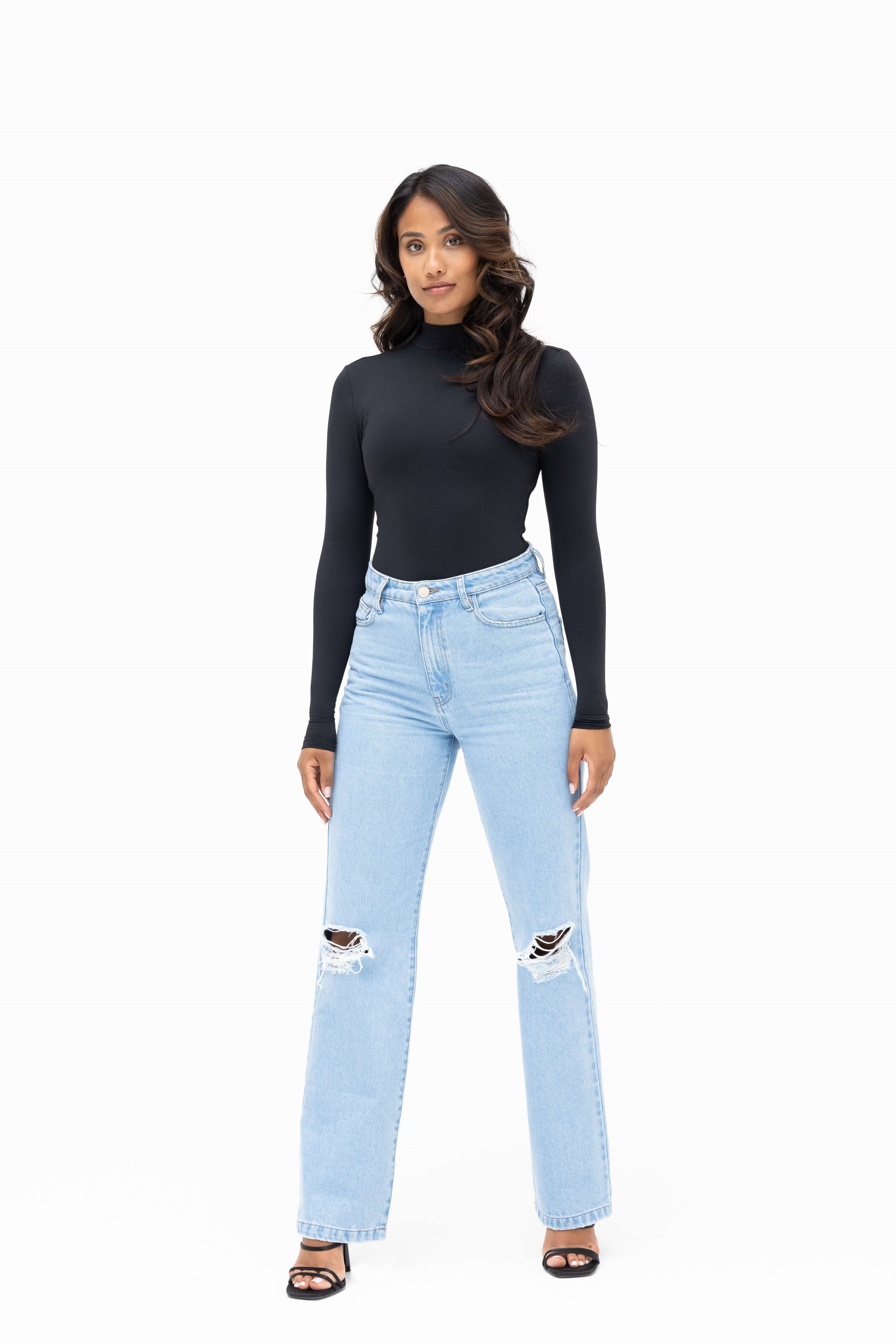 Mock neck body black women