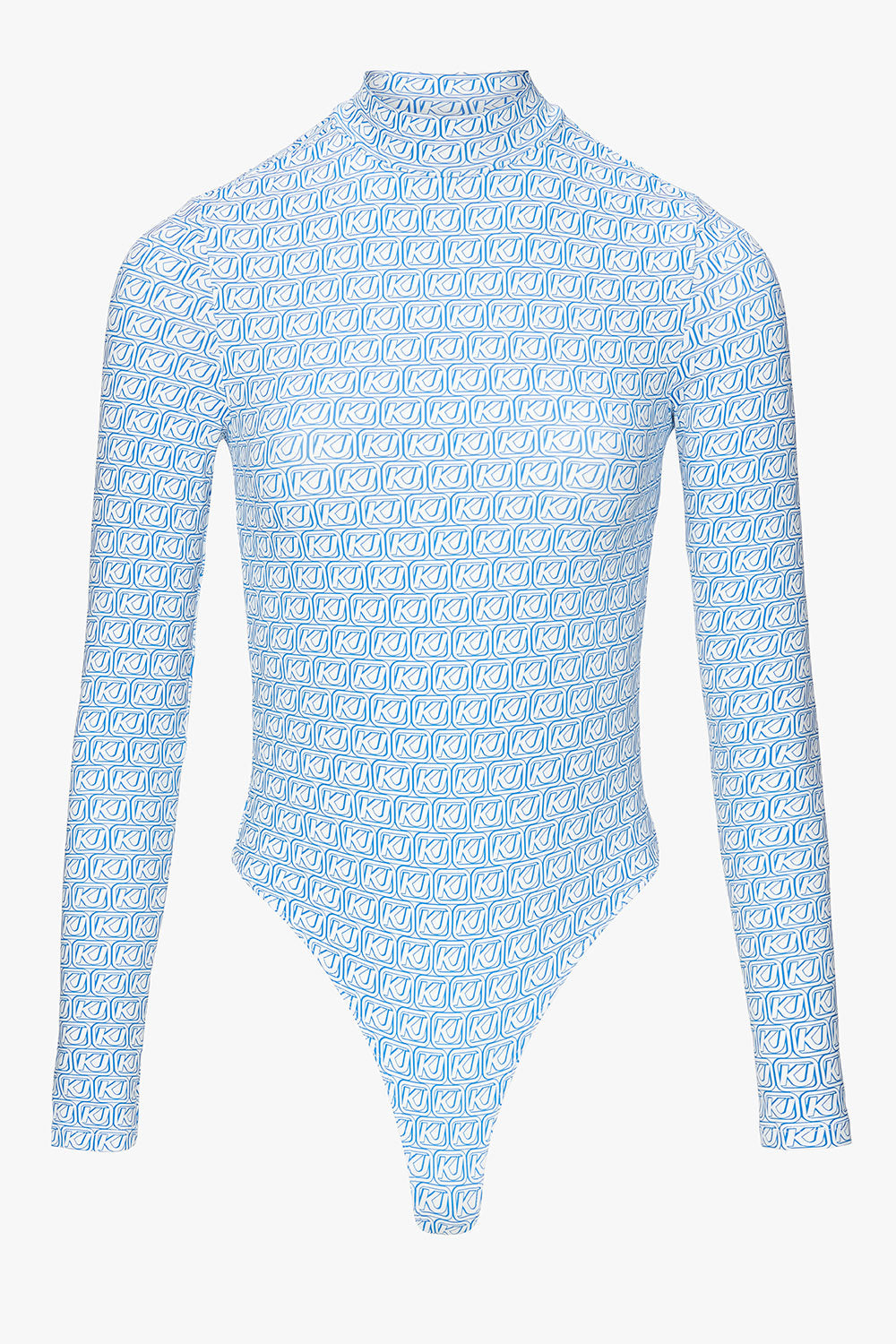 Mock neck body all over print blue women