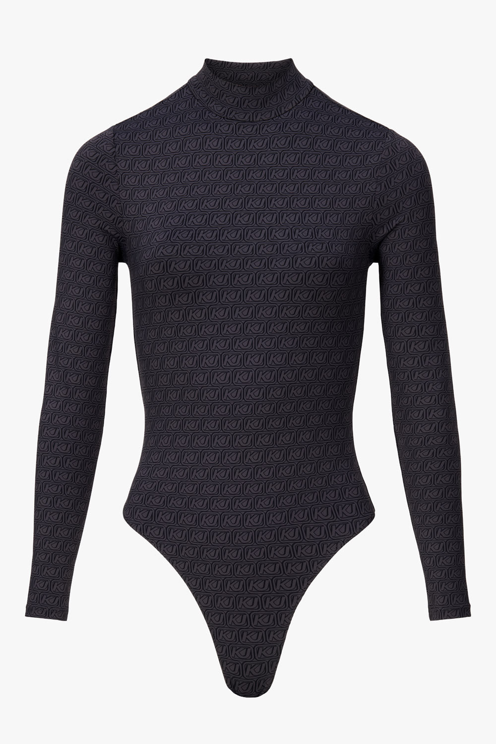 Mock neck body all over print grey women