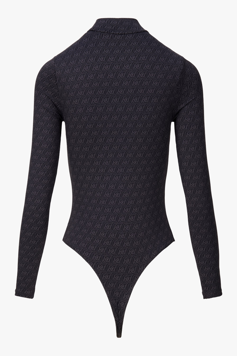 Mock neck body all over print grey women