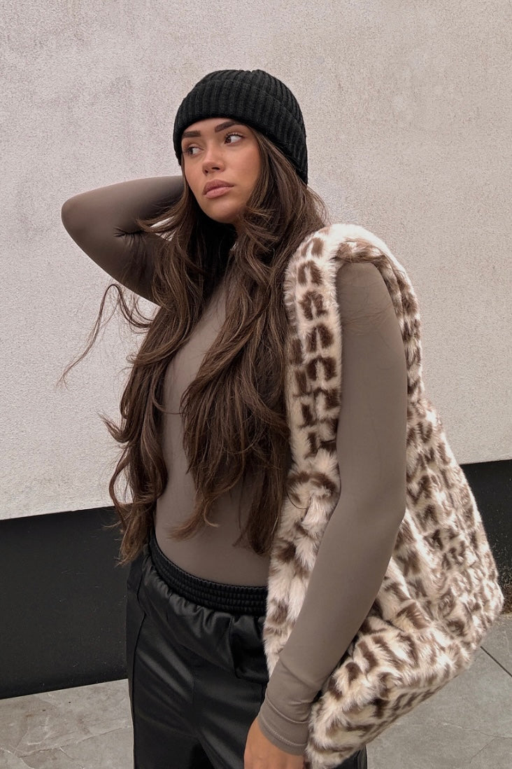 Mock neck body taupe women