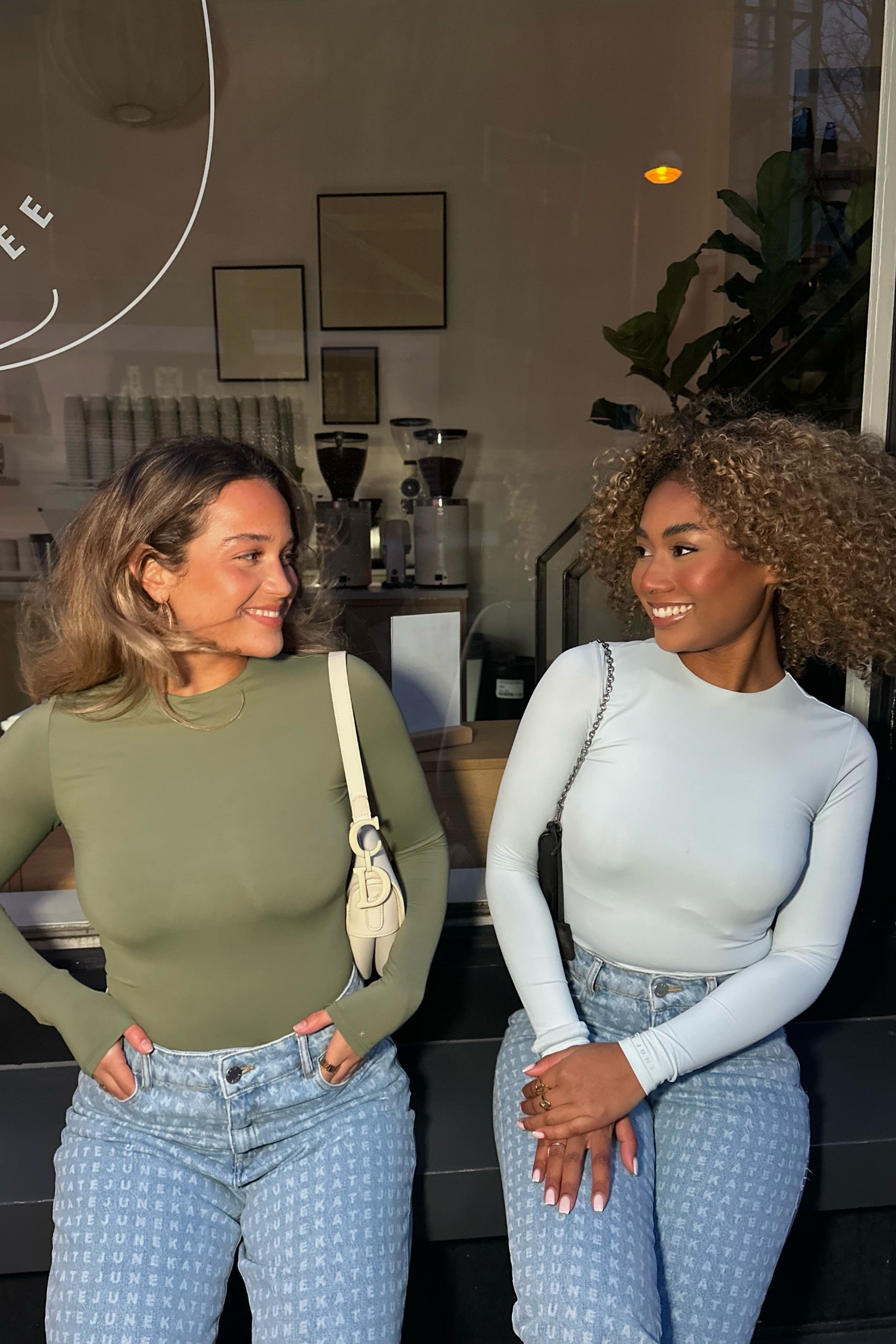 Round neck body ice blue women