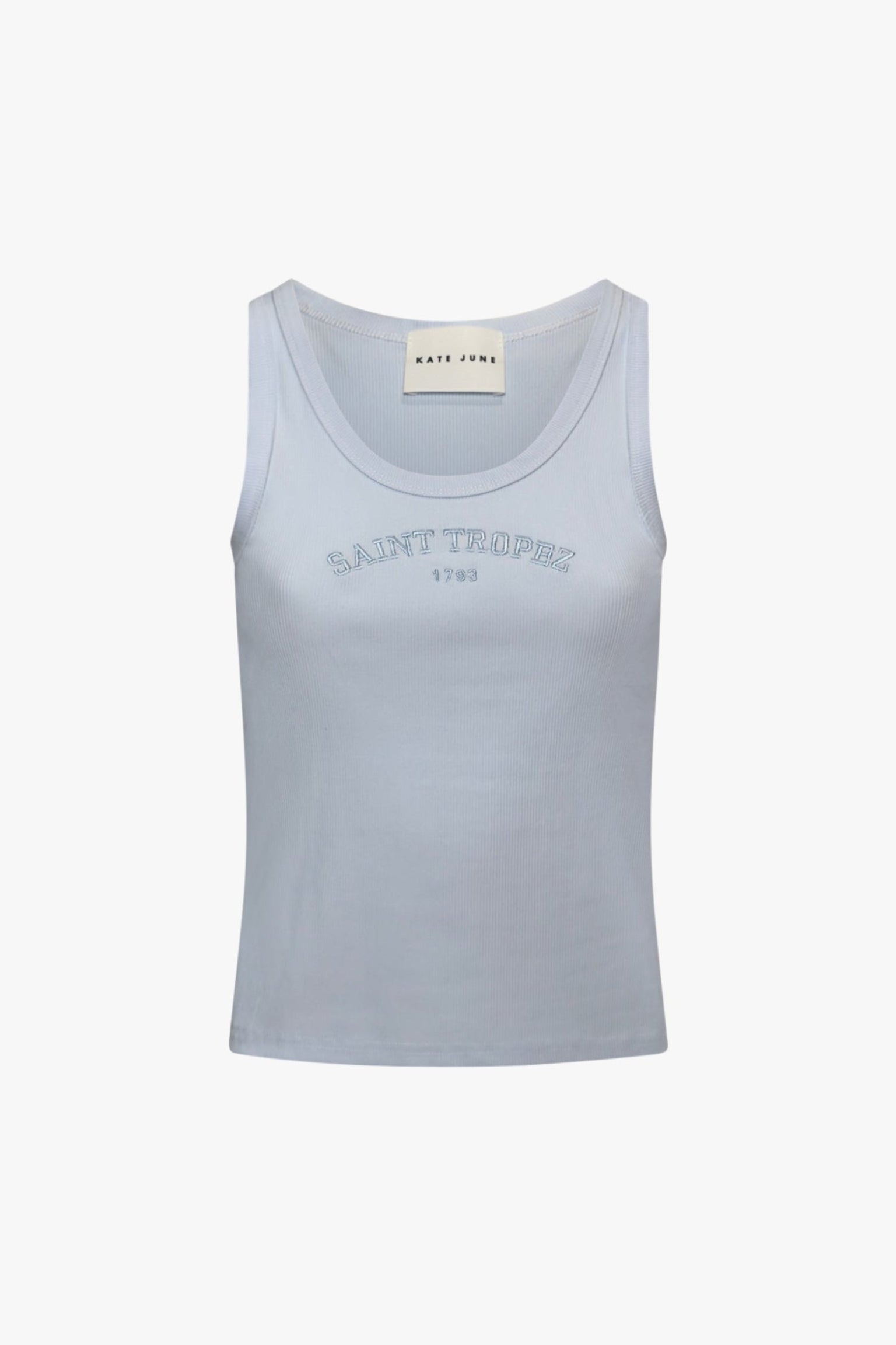 THE SAINT TROPEZ RIBBED TOP LIGHT BLUE women — KATE JUNE