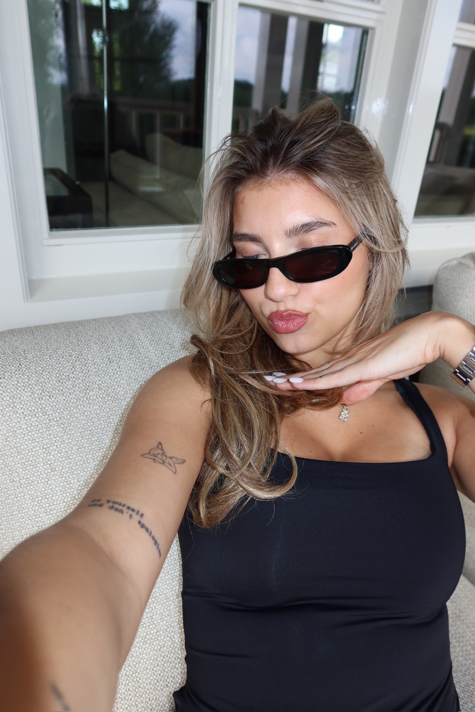 Sleeveless square neck body black women