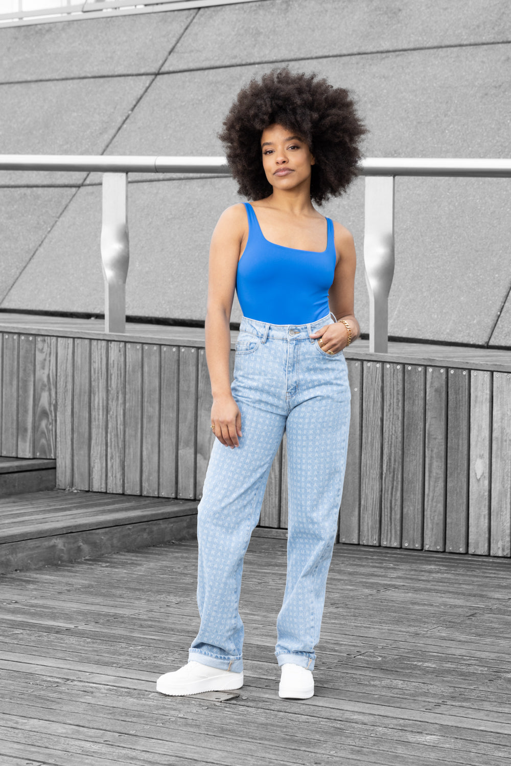 Sleeveless square neck body cobalt women