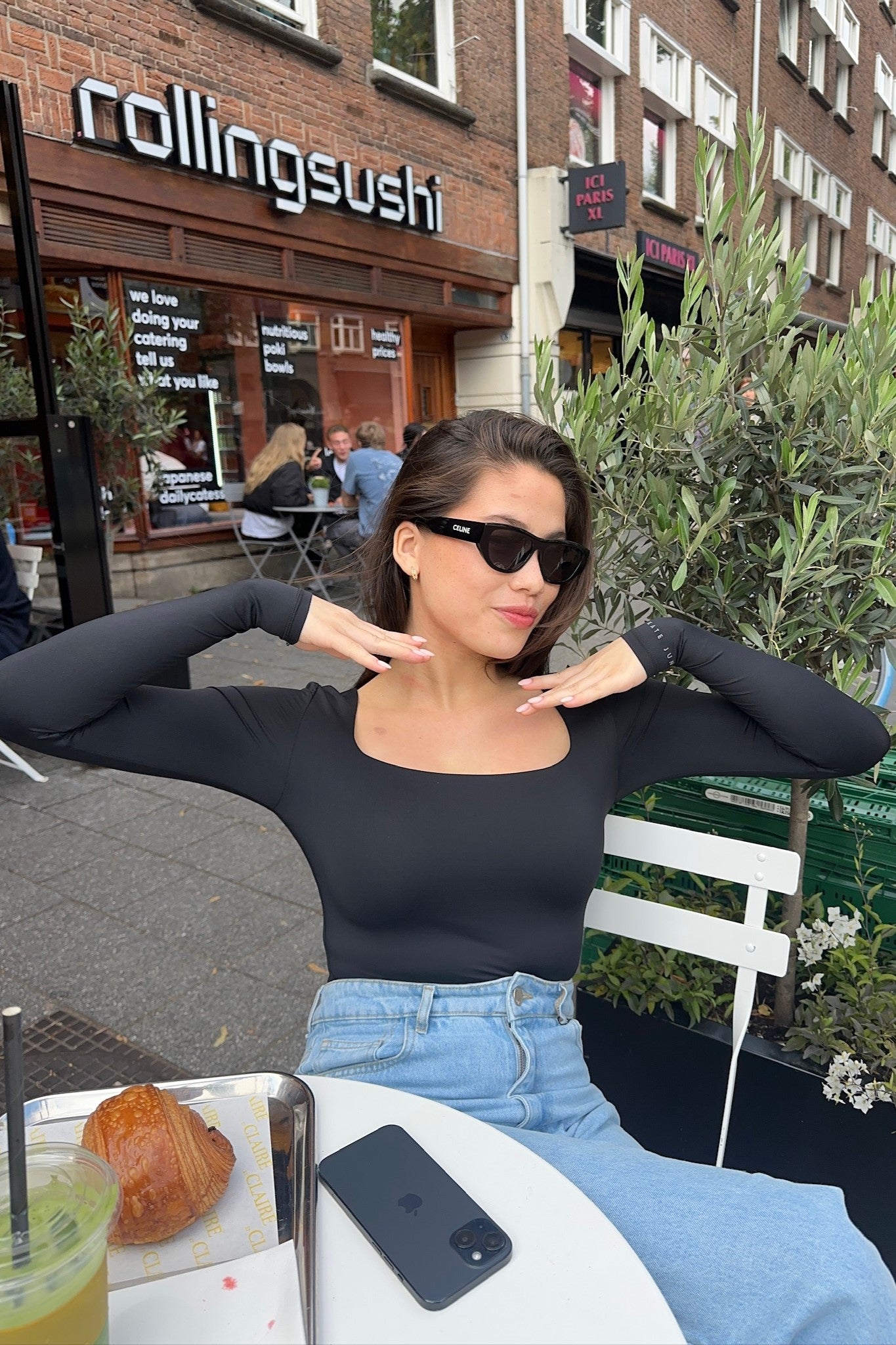 Square neck body black women