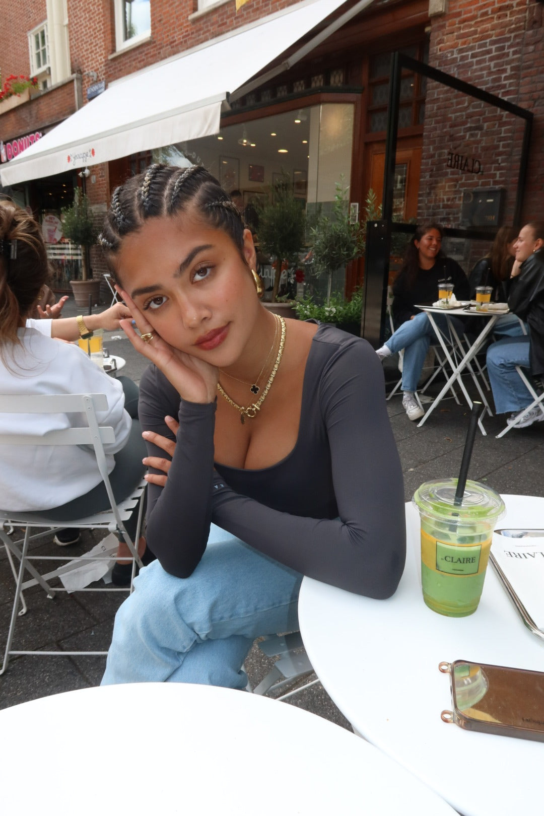 Square neck body grey women