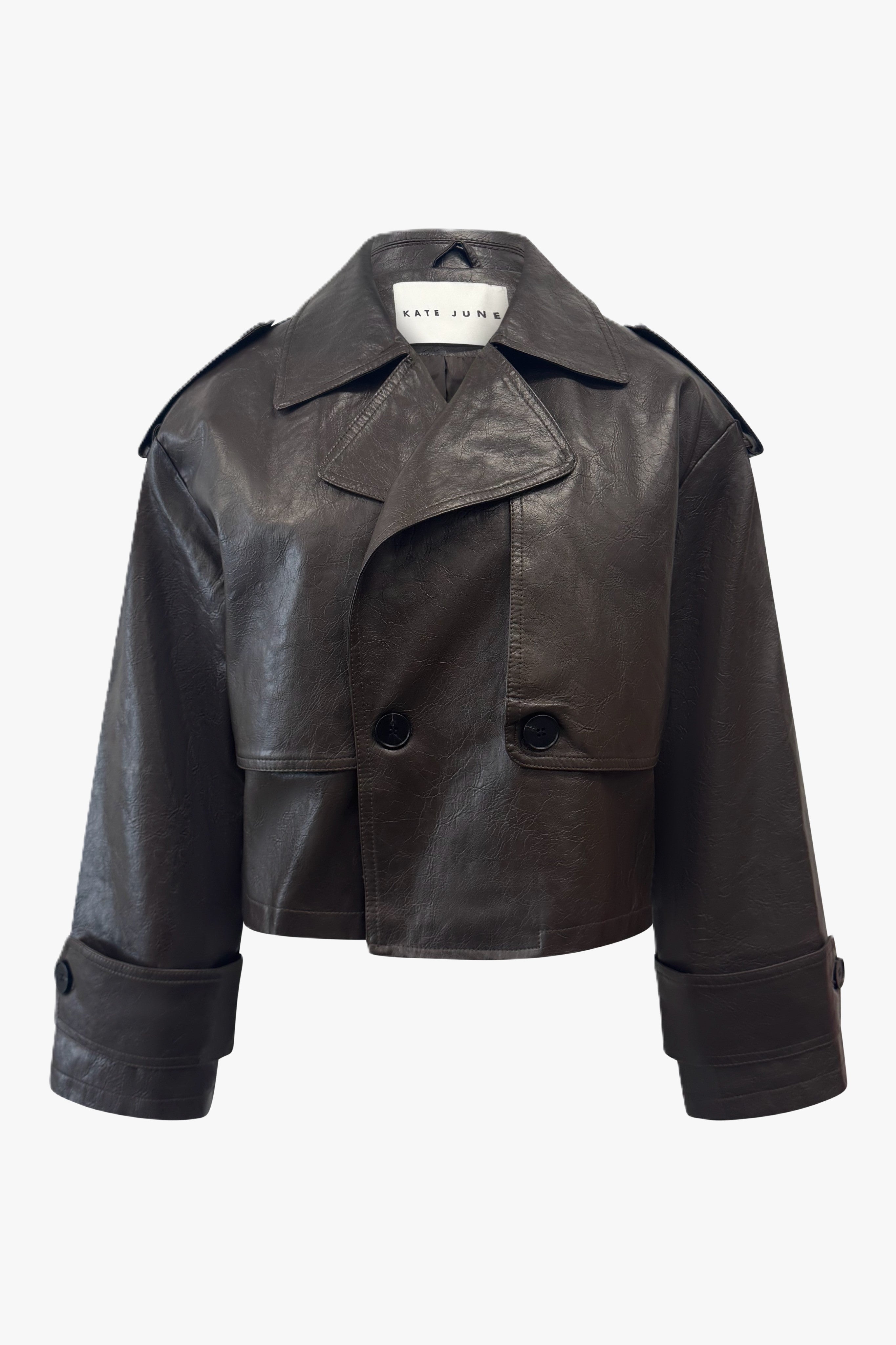 Vintage pu jacket dark brown women