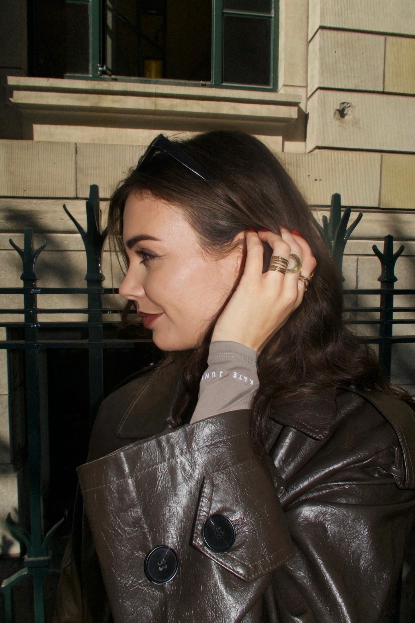 Vintage pu jacket choco brown women