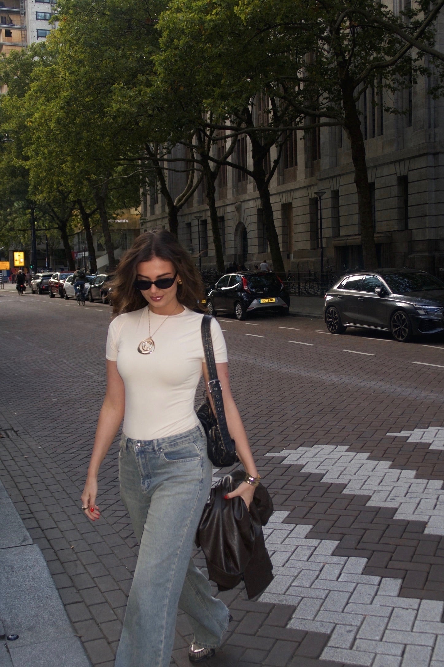 Vintage washed straight leg jeans women