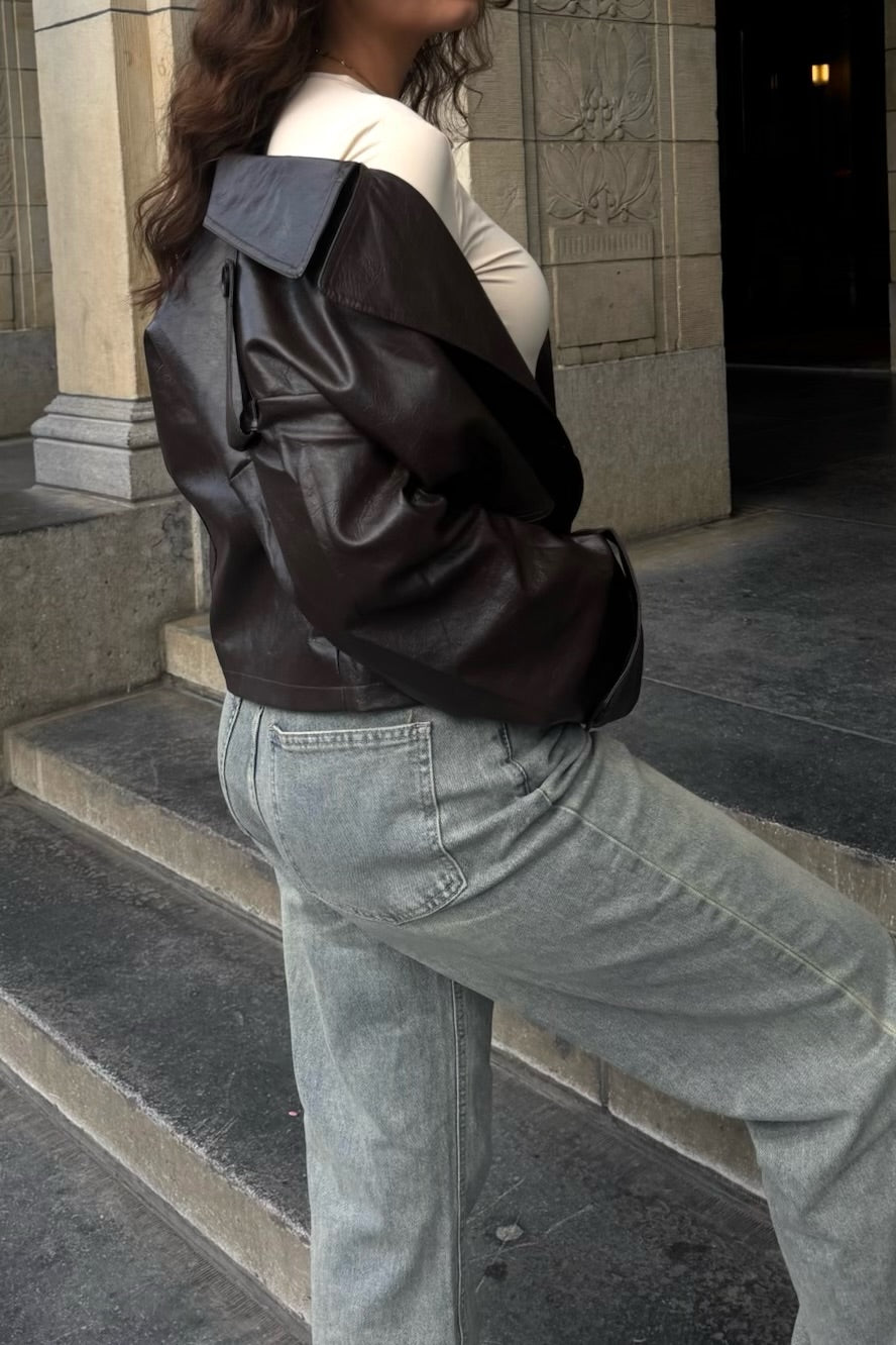 Vintage washed straight leg jeans women