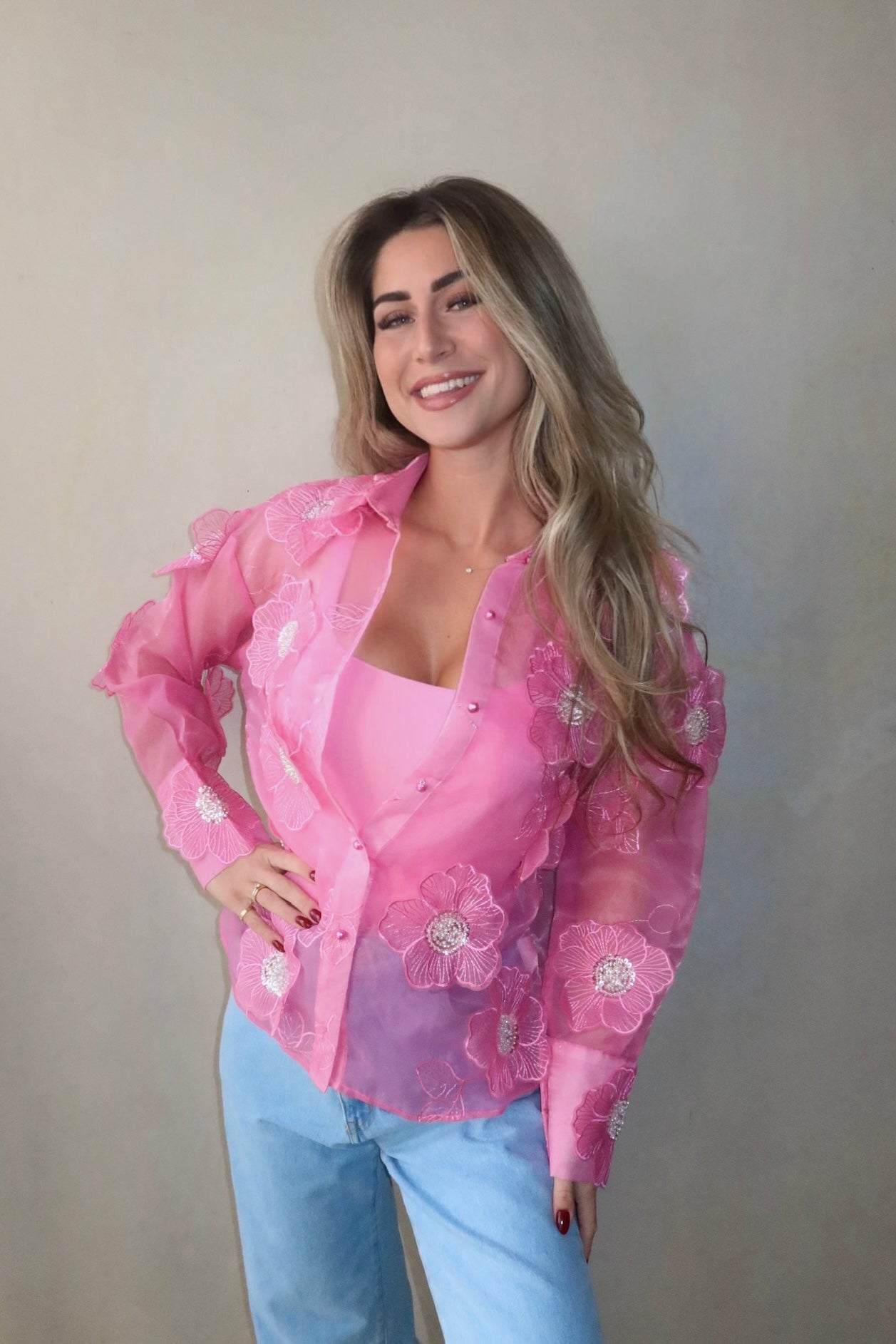 THE MESH FLOWER BLOUSE