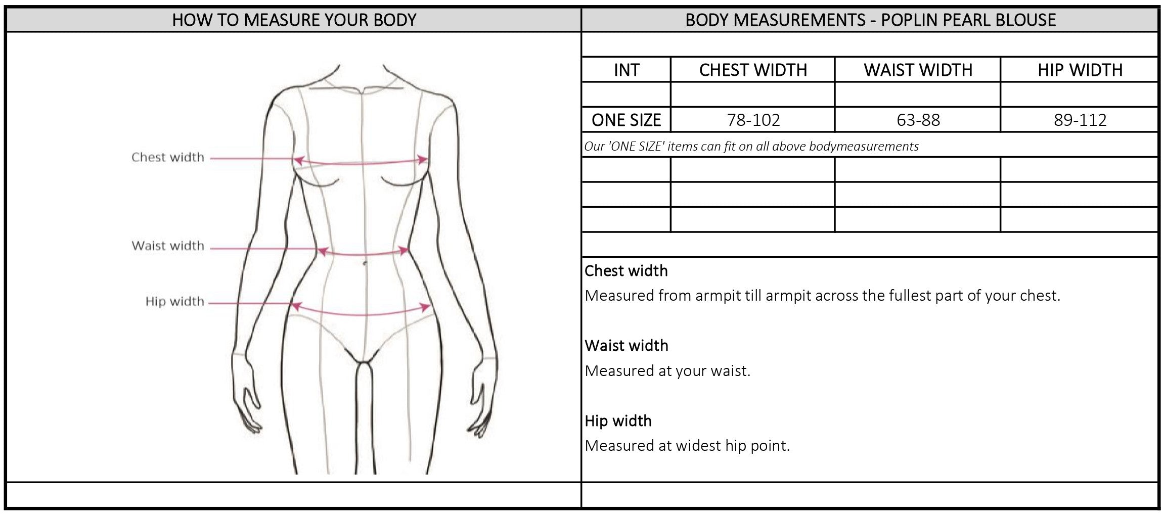 Size chart
