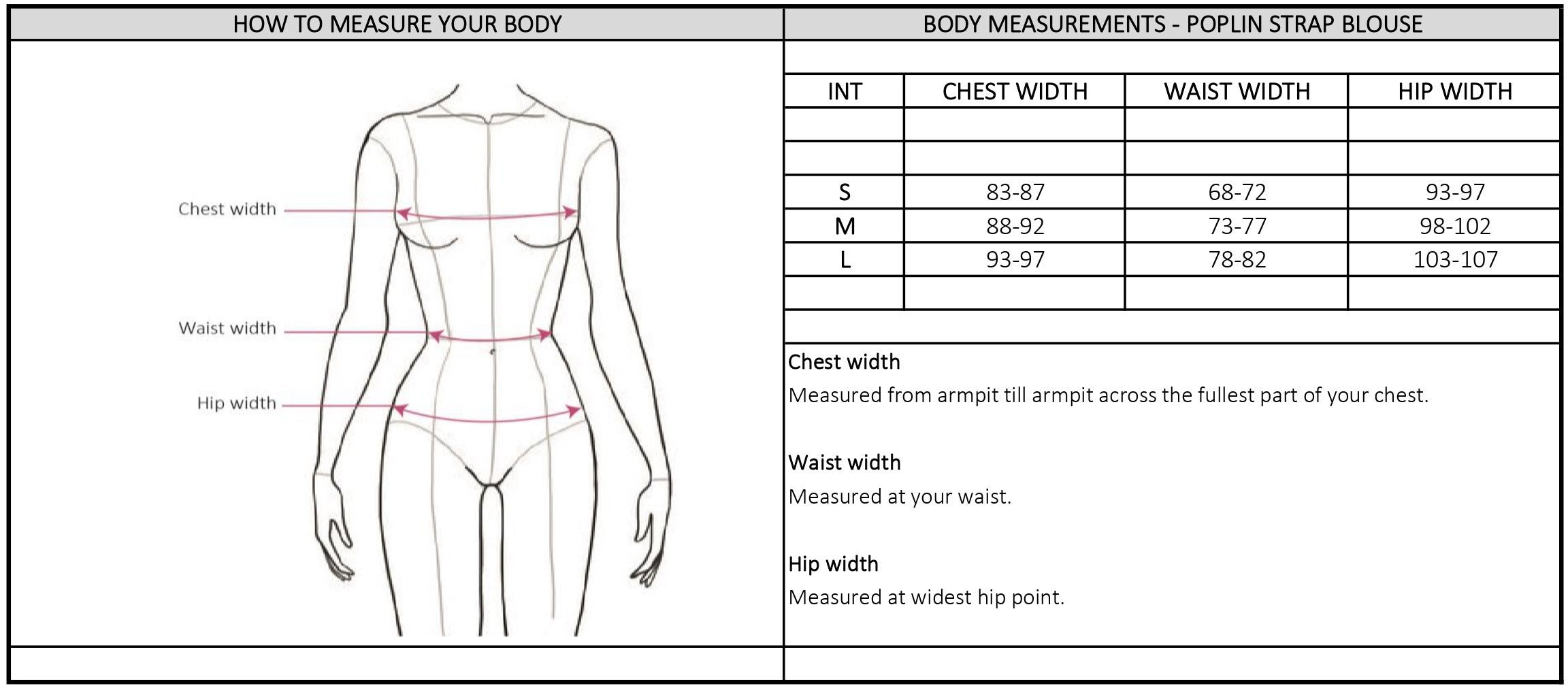 Size chart