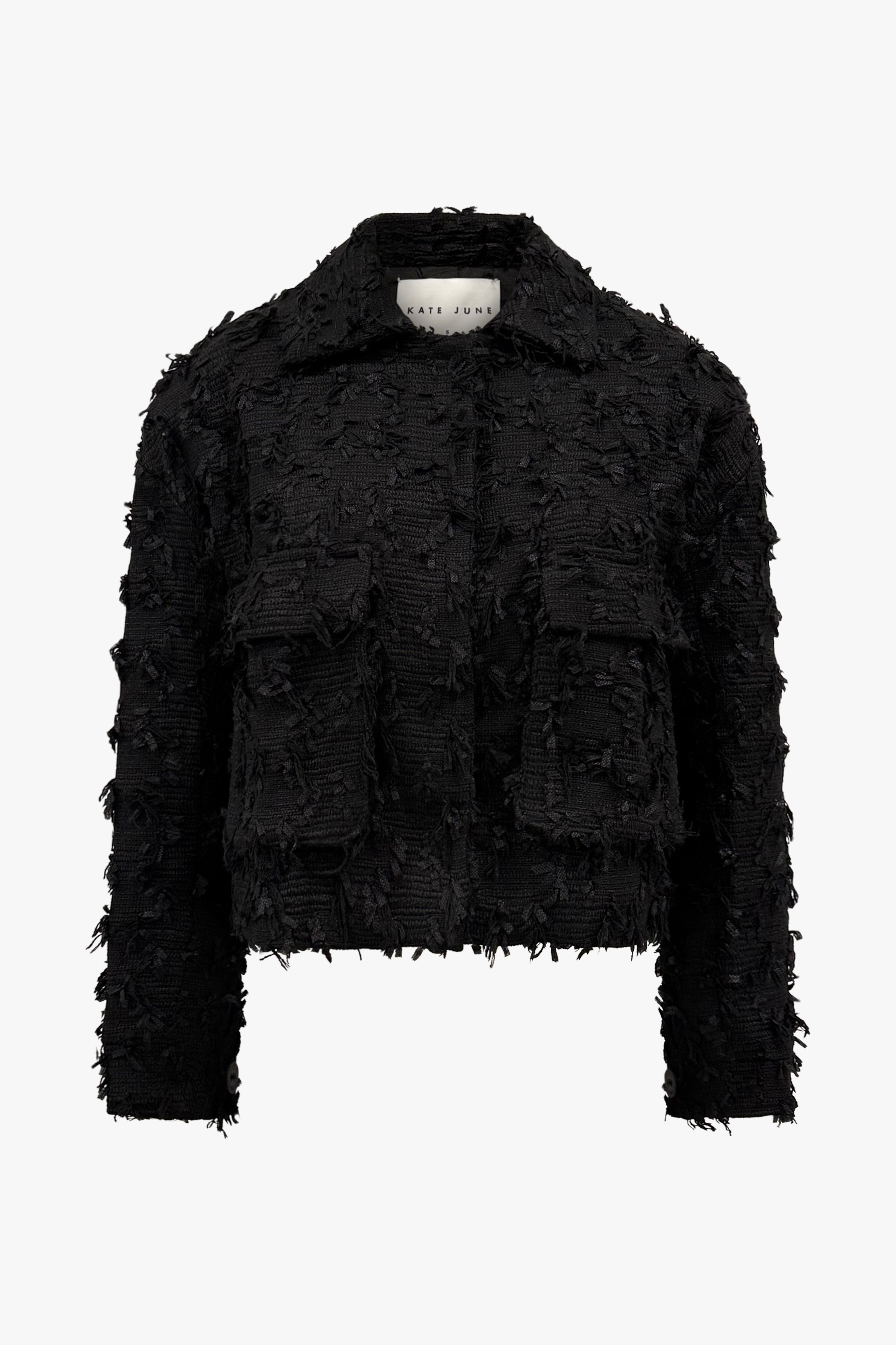 The bouclé detail jacket black women