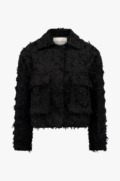 The bouclé detail jacket black women