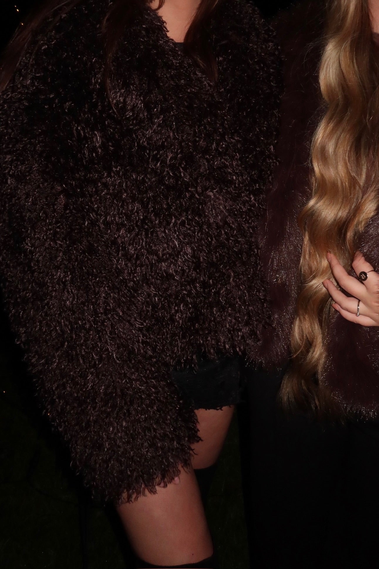 The oversized hairy coat brown women 