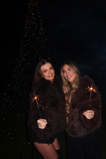 The oversized hairy coat brown women 