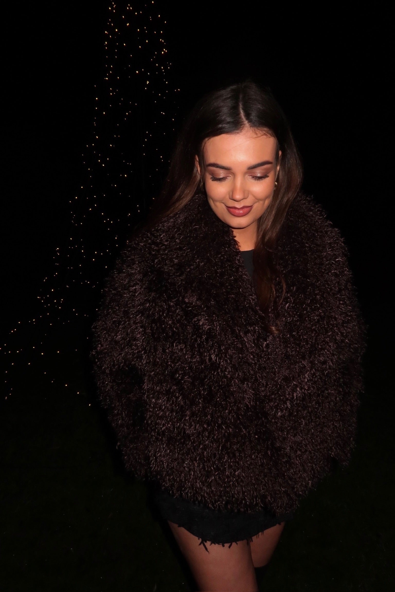 The oversized hairy coat brown women 