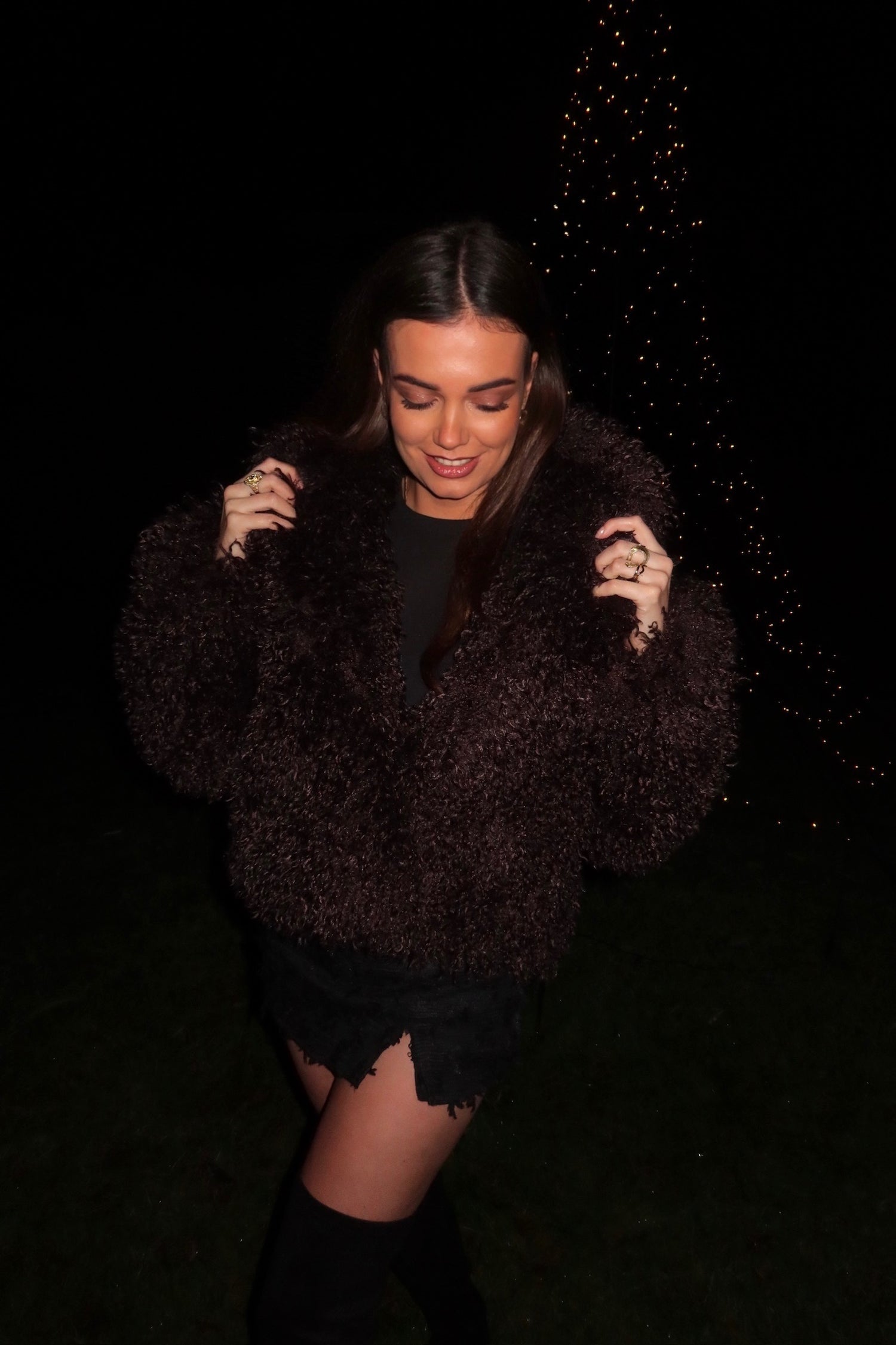 The oversized hairy coat brown women 