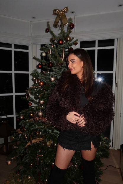 The oversized hairy coat brown women 